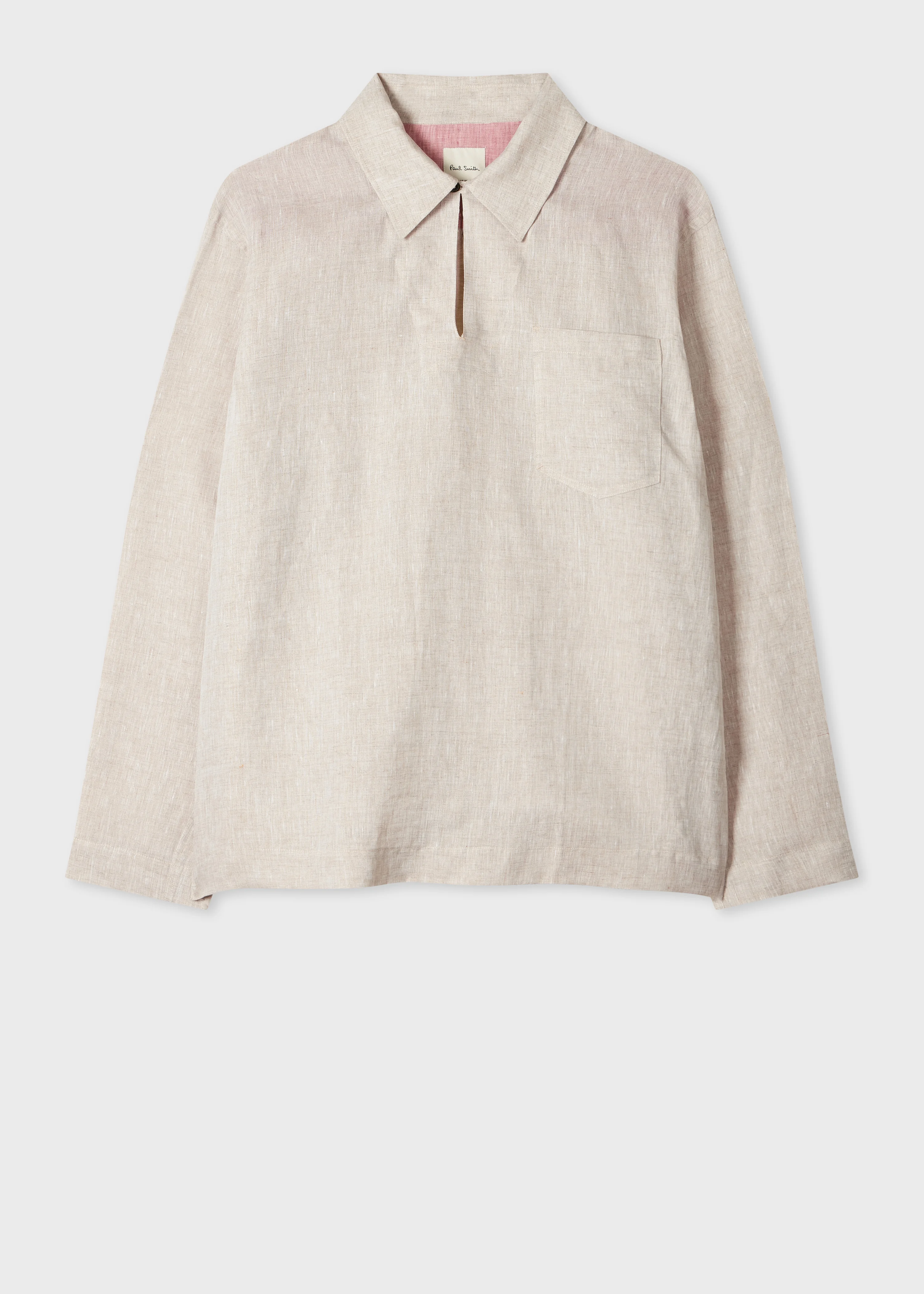 Oatmeal Linen Oversized Pop-Over Shirt - 1