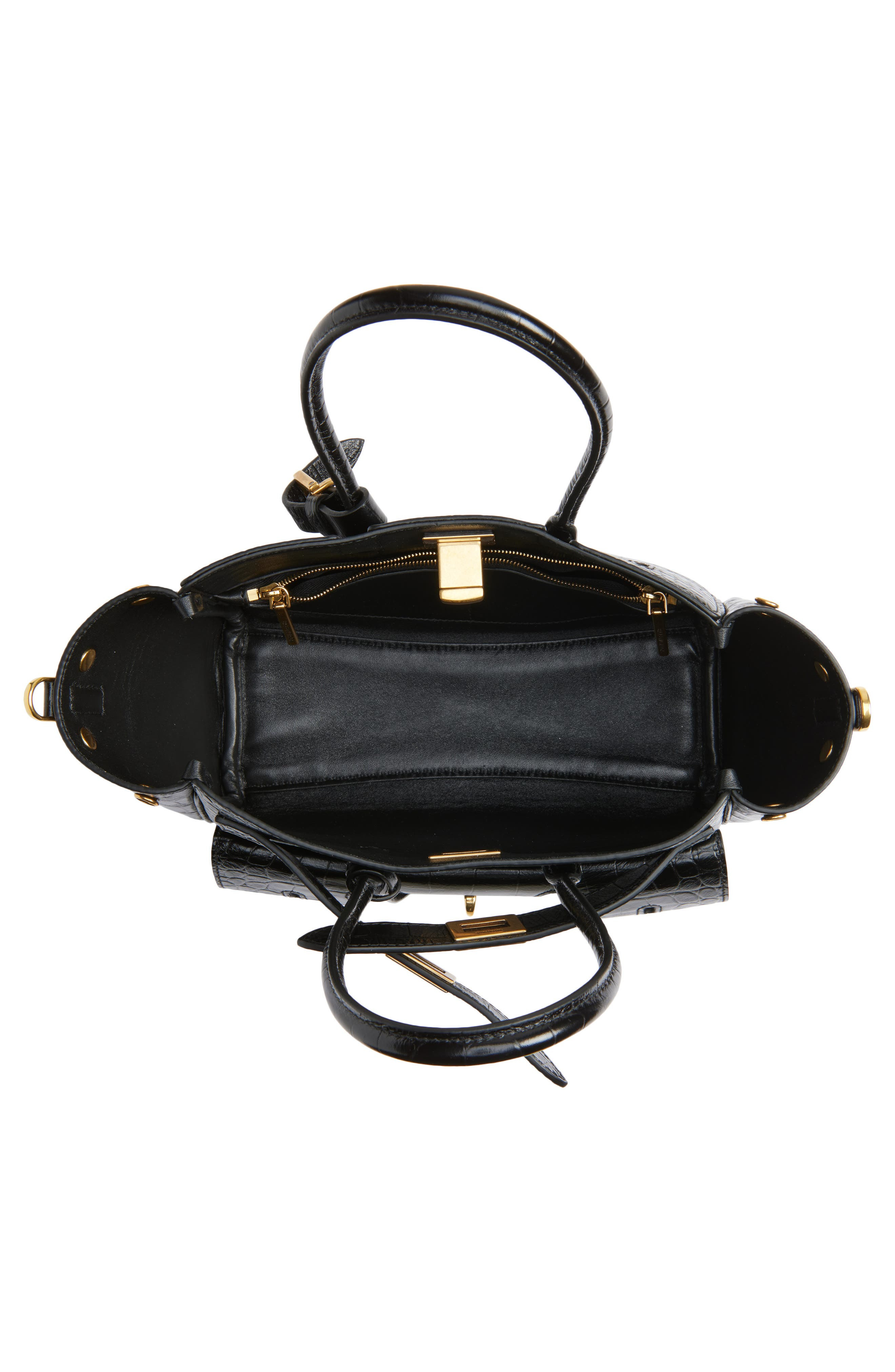 Balenciaga Mini Bel Air Croc Embossed Leather Carry All Tote in Black at Nordstrom - 5