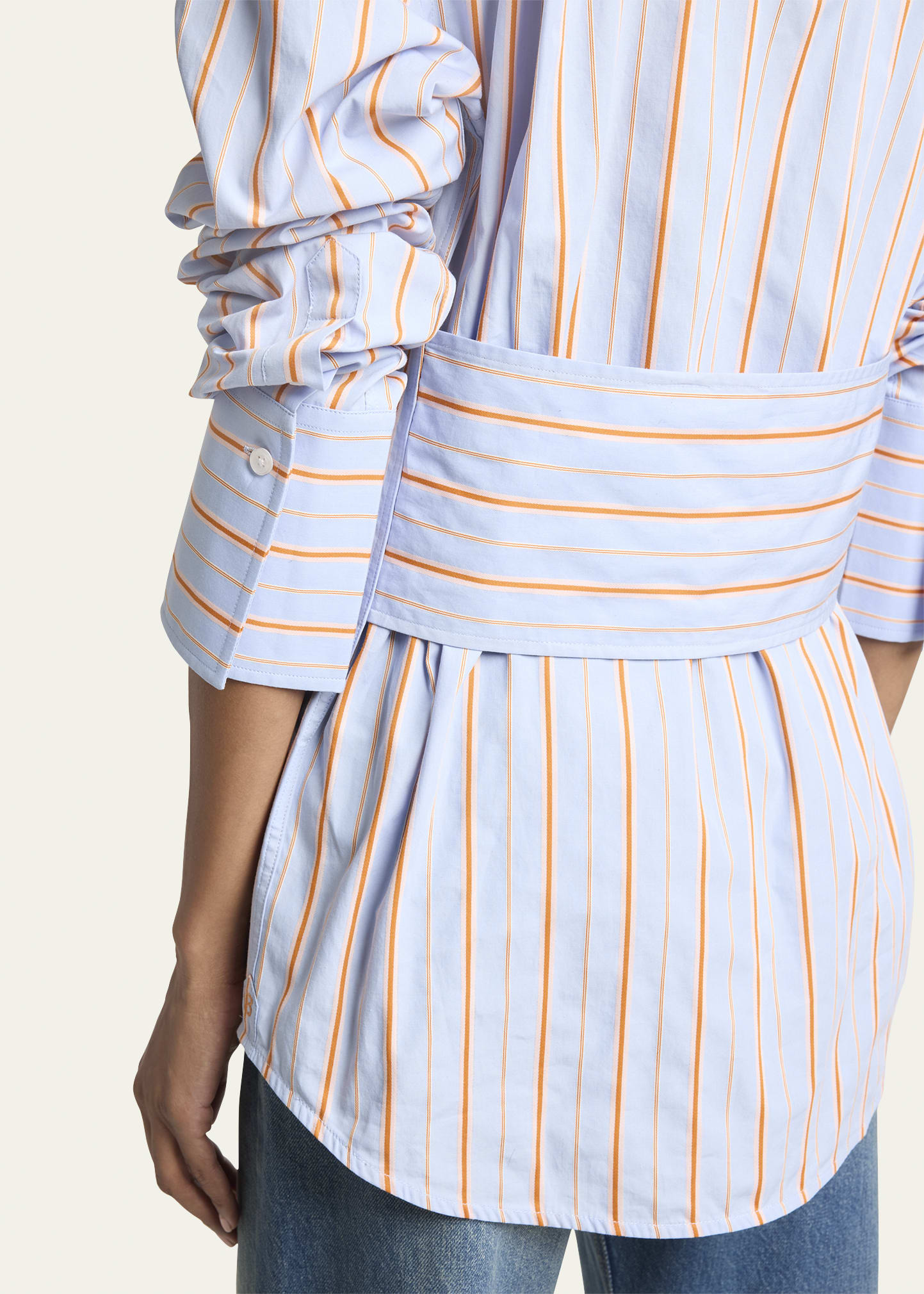 Striped Tab Detail Shirt - 5