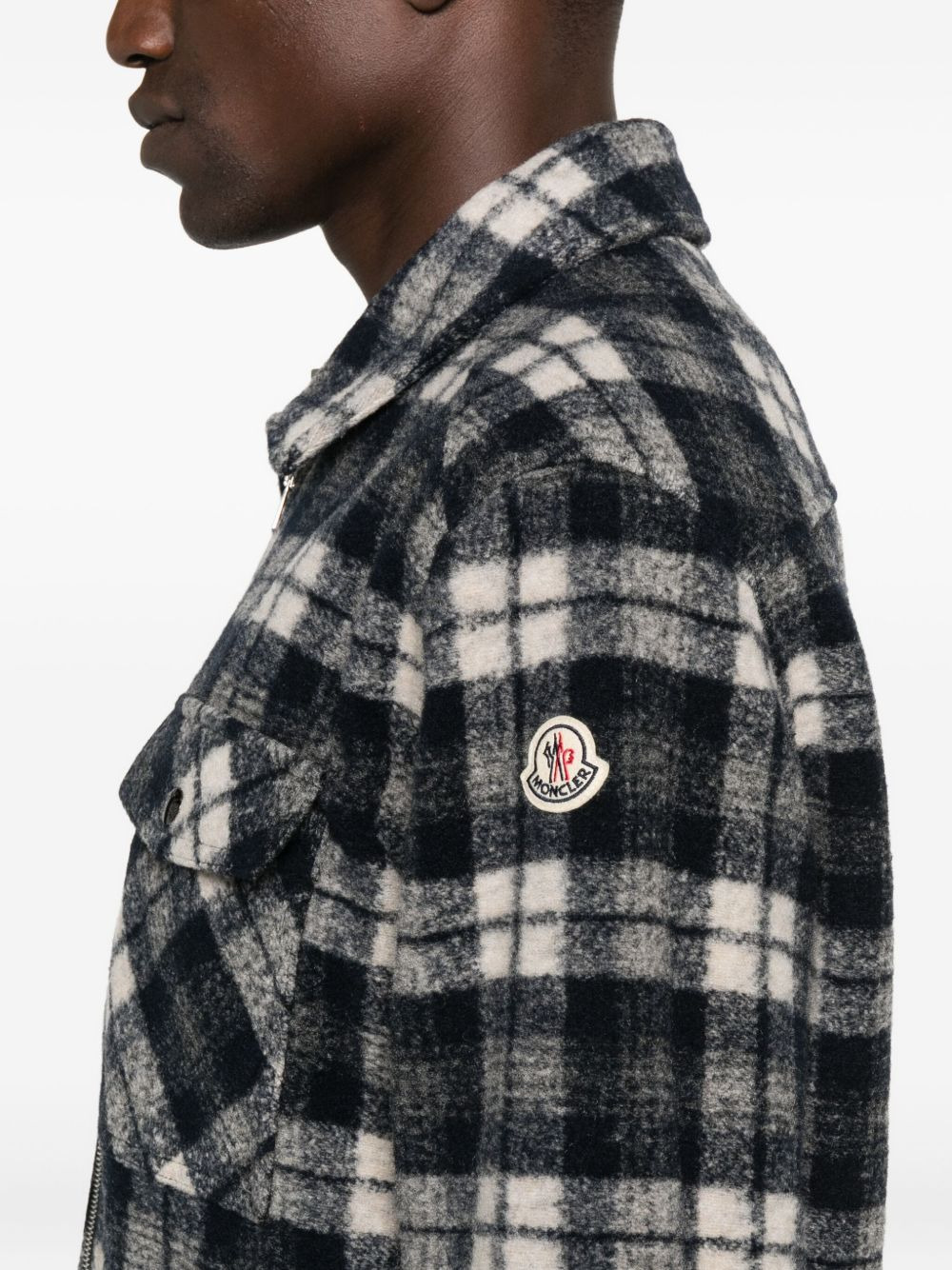 checked zip-up jacket - 5