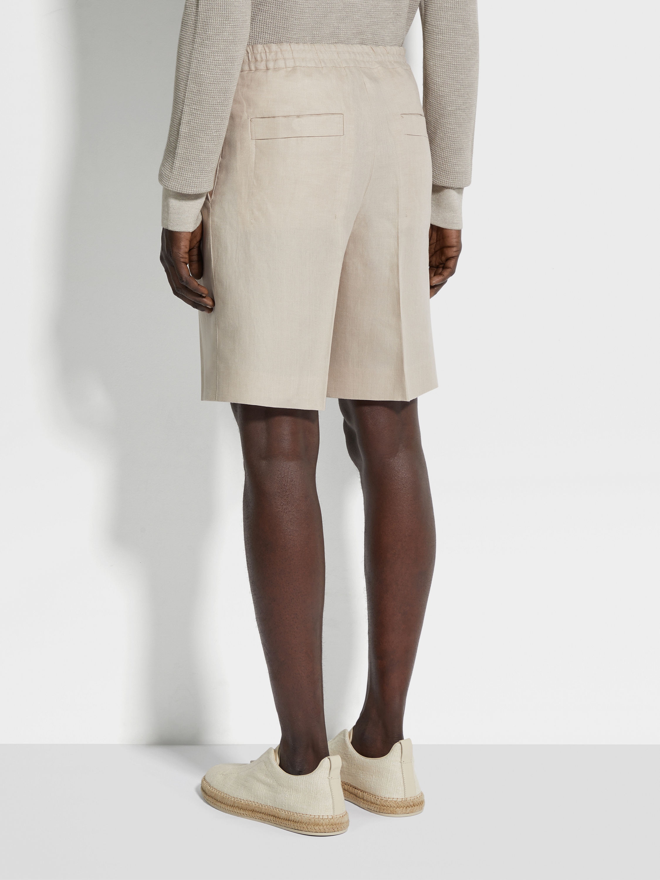 LIGHT BEIGE OASI LINO SHORTS - 6