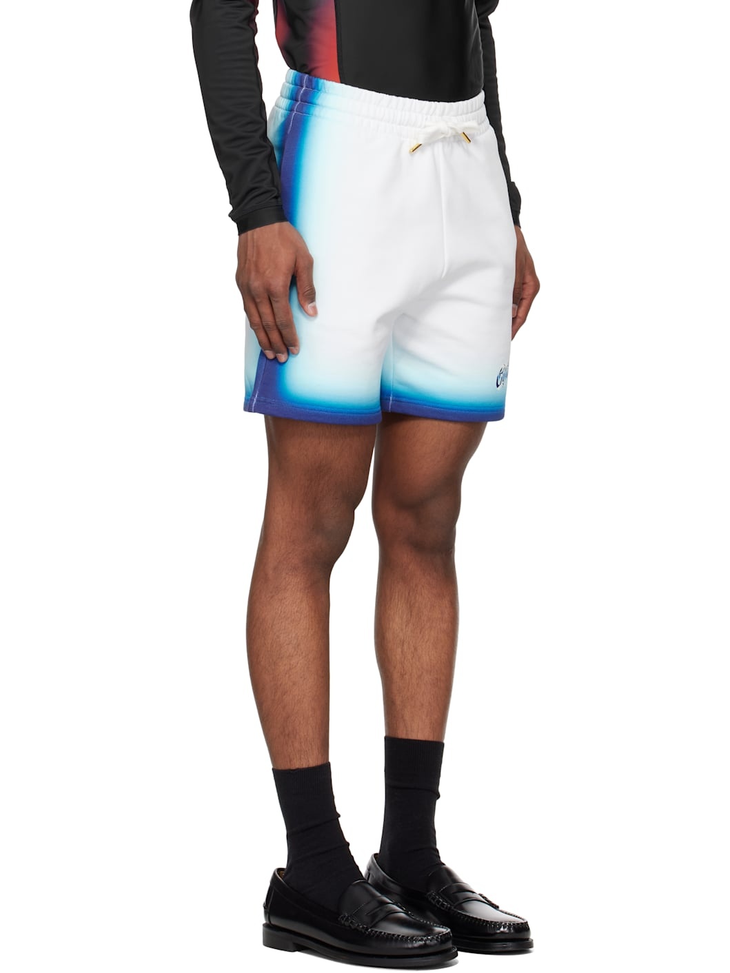 White & Blue Fade Sweat Shorts - 2