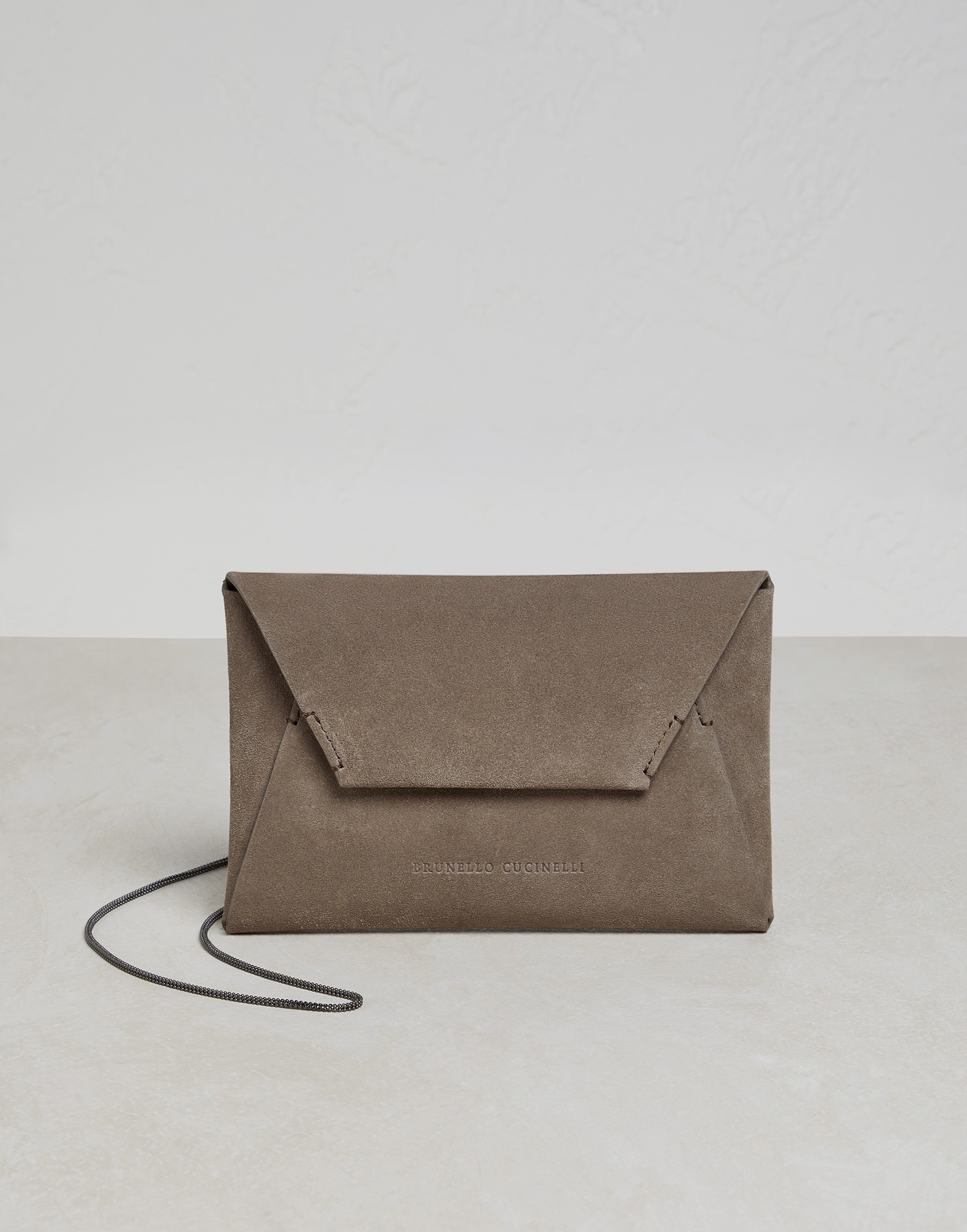 Suede envelope bag with precious chain - 1