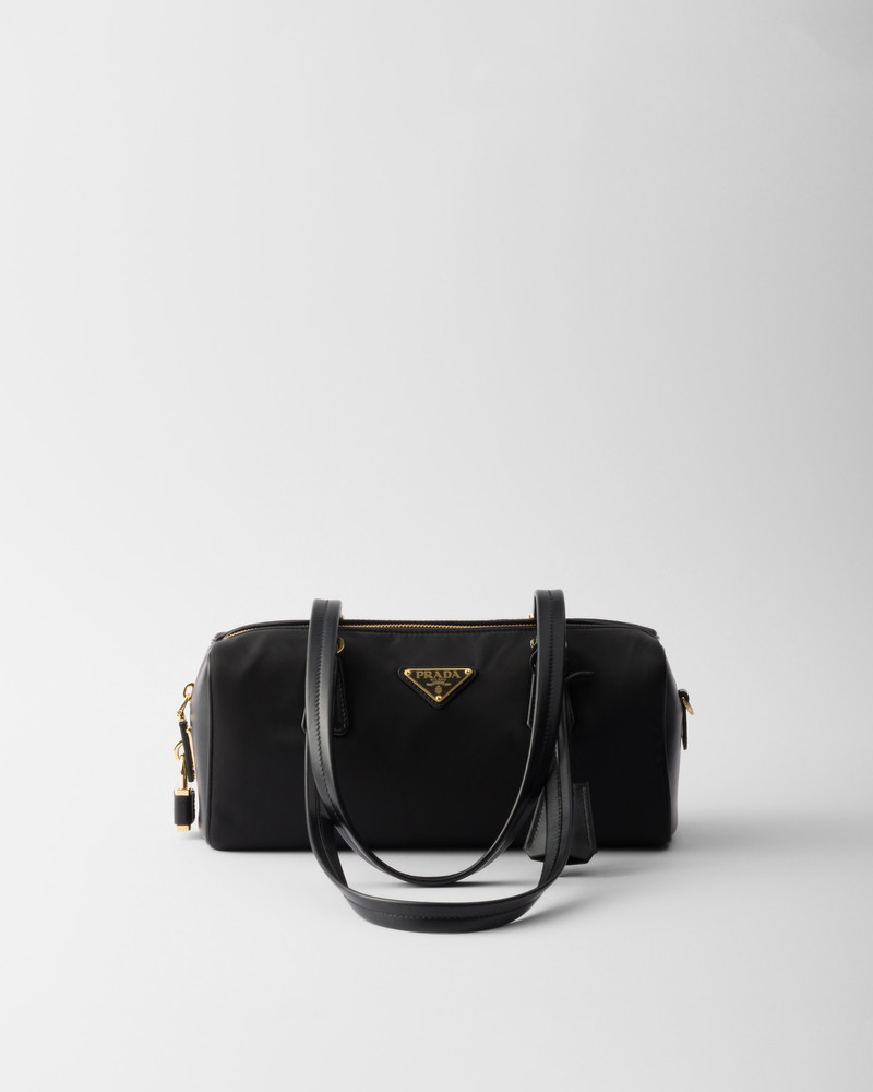 Re-Nylon and leather medium top-handle bag - 1