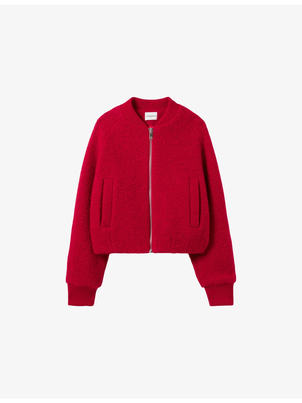 Short Ribbed-Knit Teddy Bomber Jacket - 1
