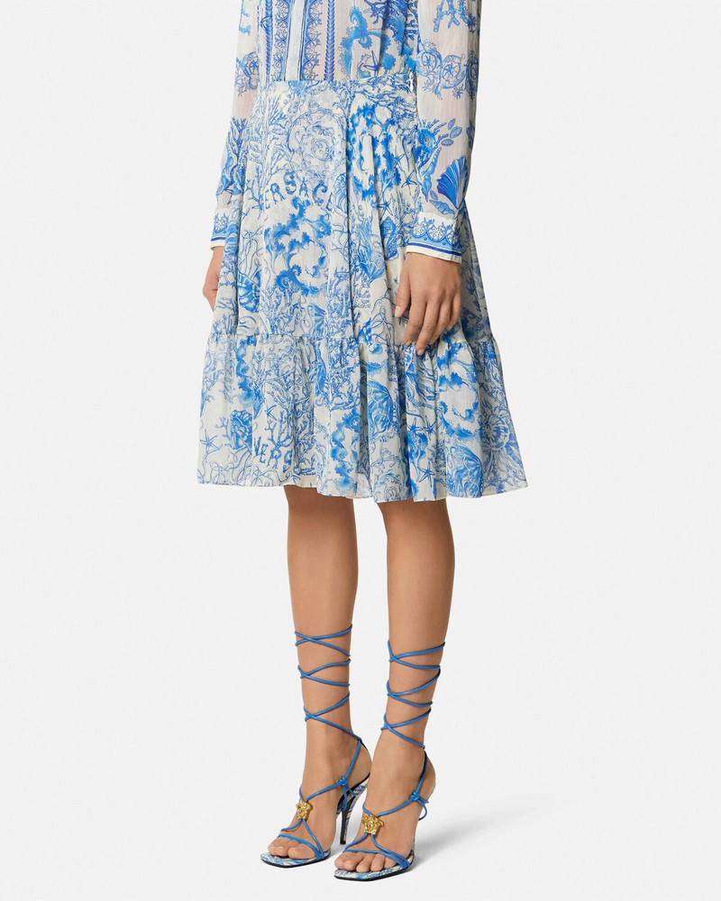 Underwater Barocco Crêpe Flowy Midi Skirt 4