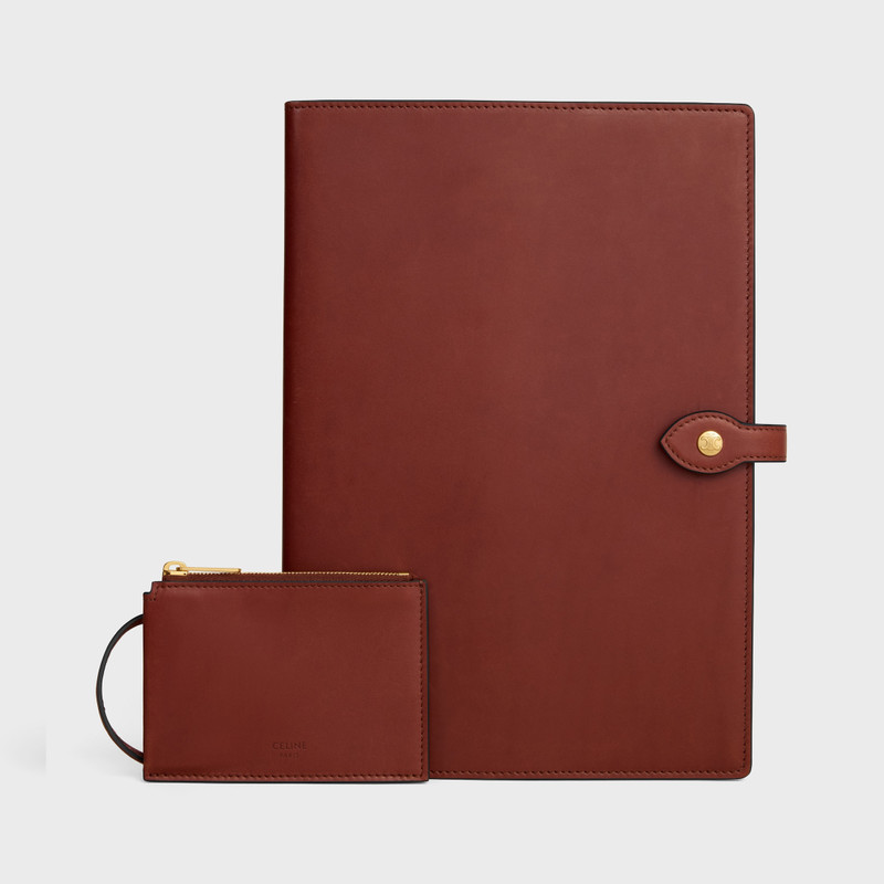 LARGE NOTEBOOK COVER WITH POUCH IN NATURAL CALFSKIN 1