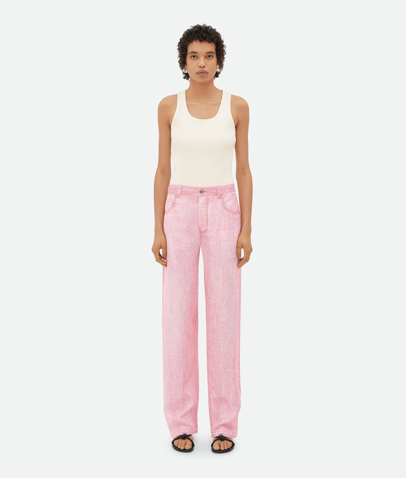Printed Denim Viscose Trousers - 1