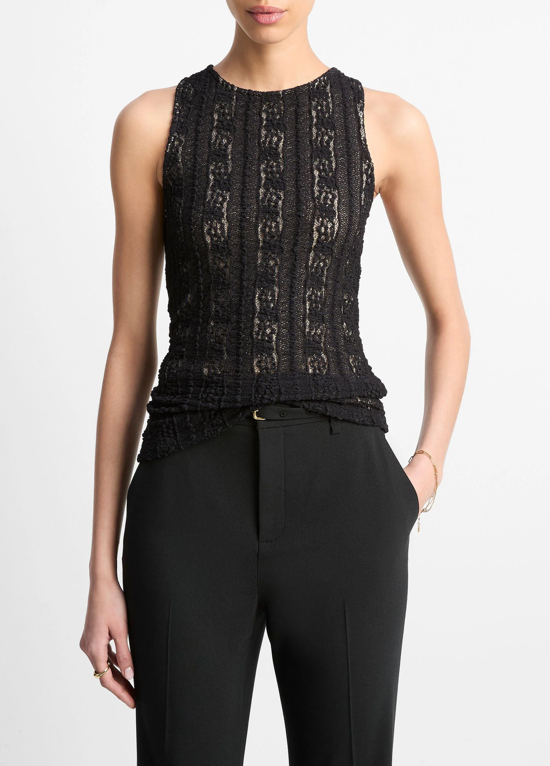 Smocked Lace Shell - 1