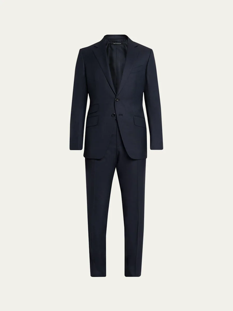 Men's Notch-Lapel Textured Wool Suit - 1