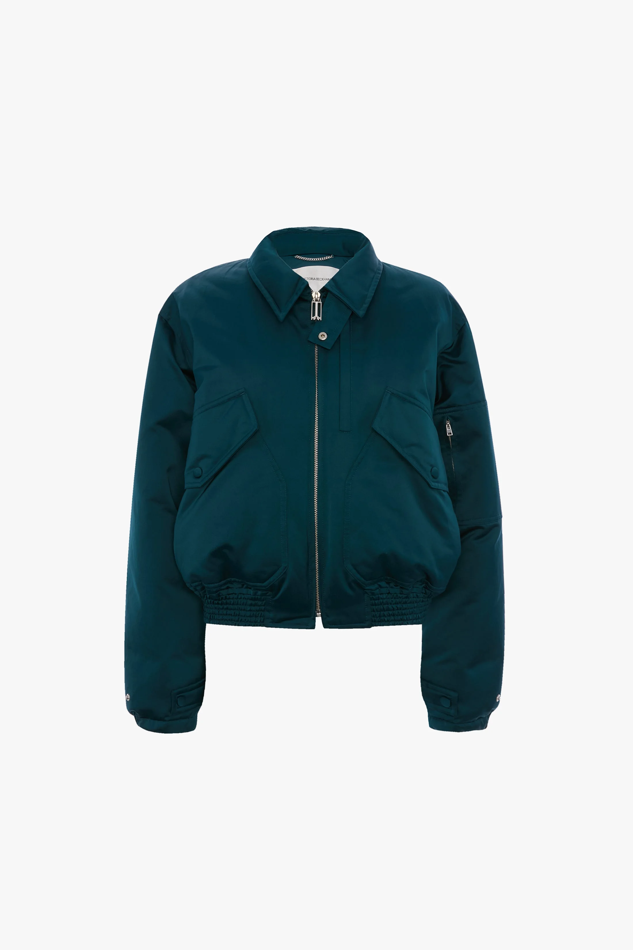 Padded Bomber Jacket In Dark Teal - 1