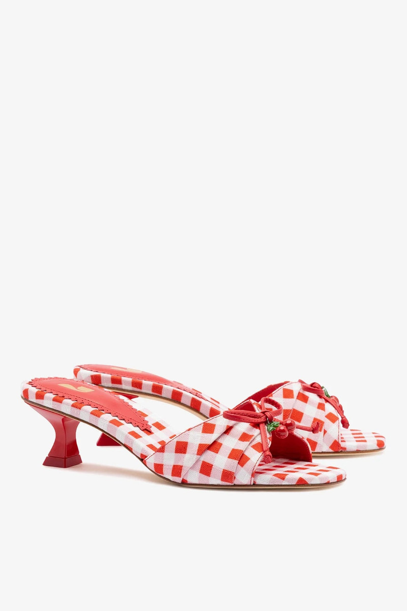 Bardot Mule Scarlet Printed Raffia 3