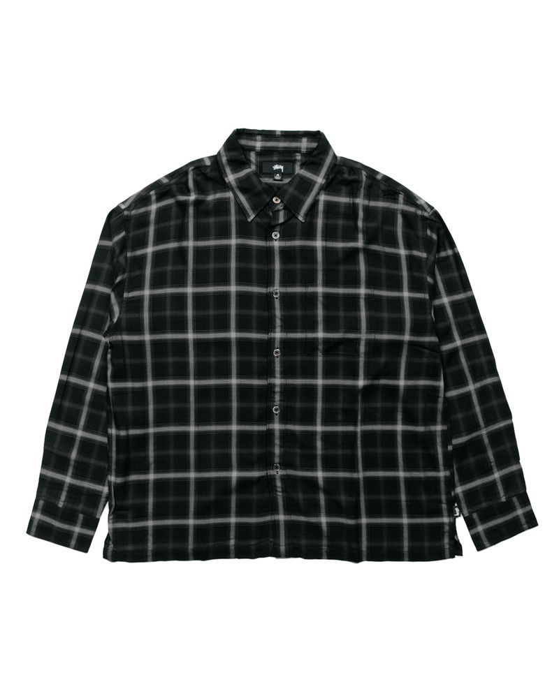 Stüssy Shadow Plaid Rayon Shirt Black 1