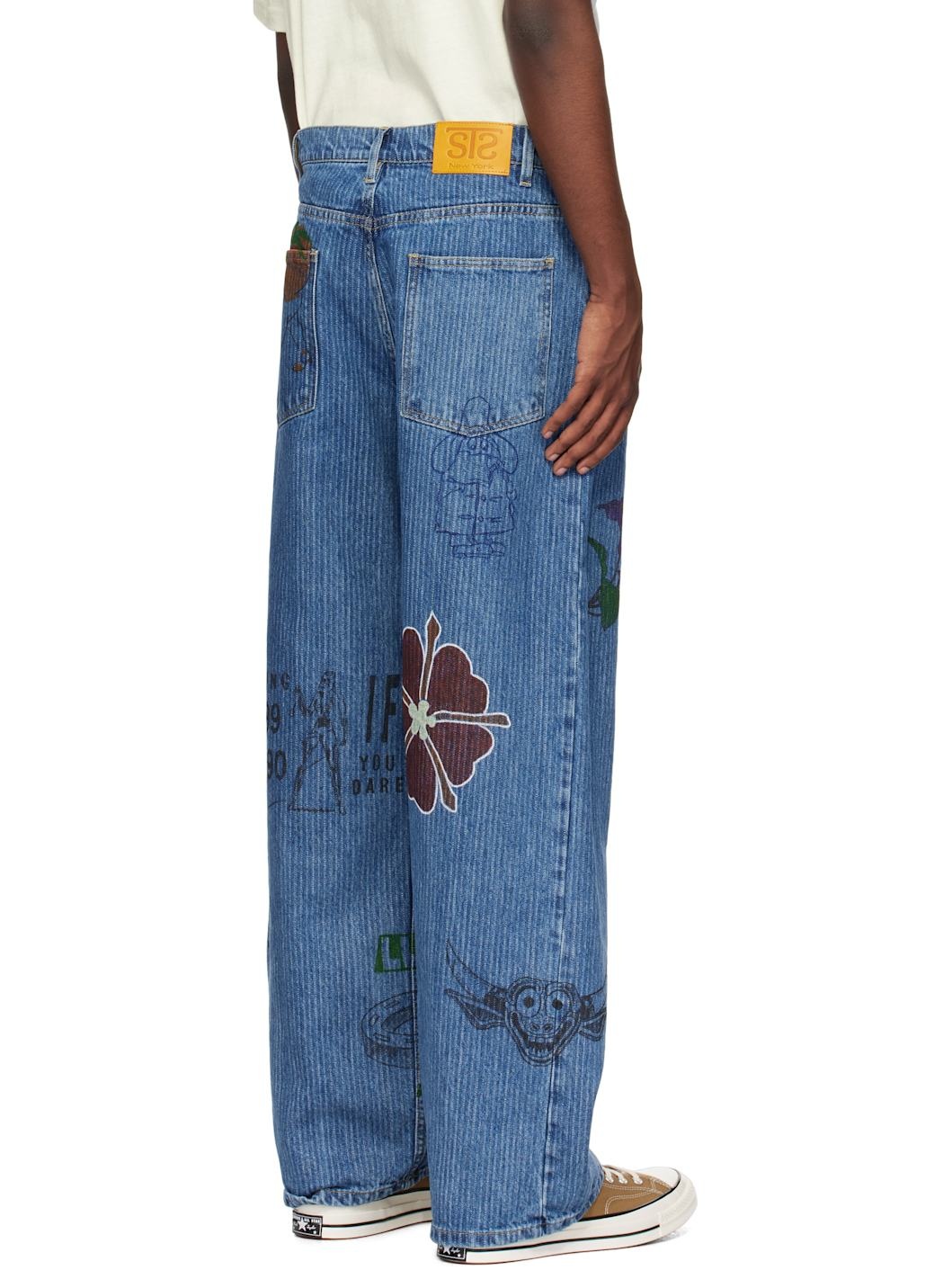 SSENSE Exclusive Blue Hand Drawn Jeans - 3