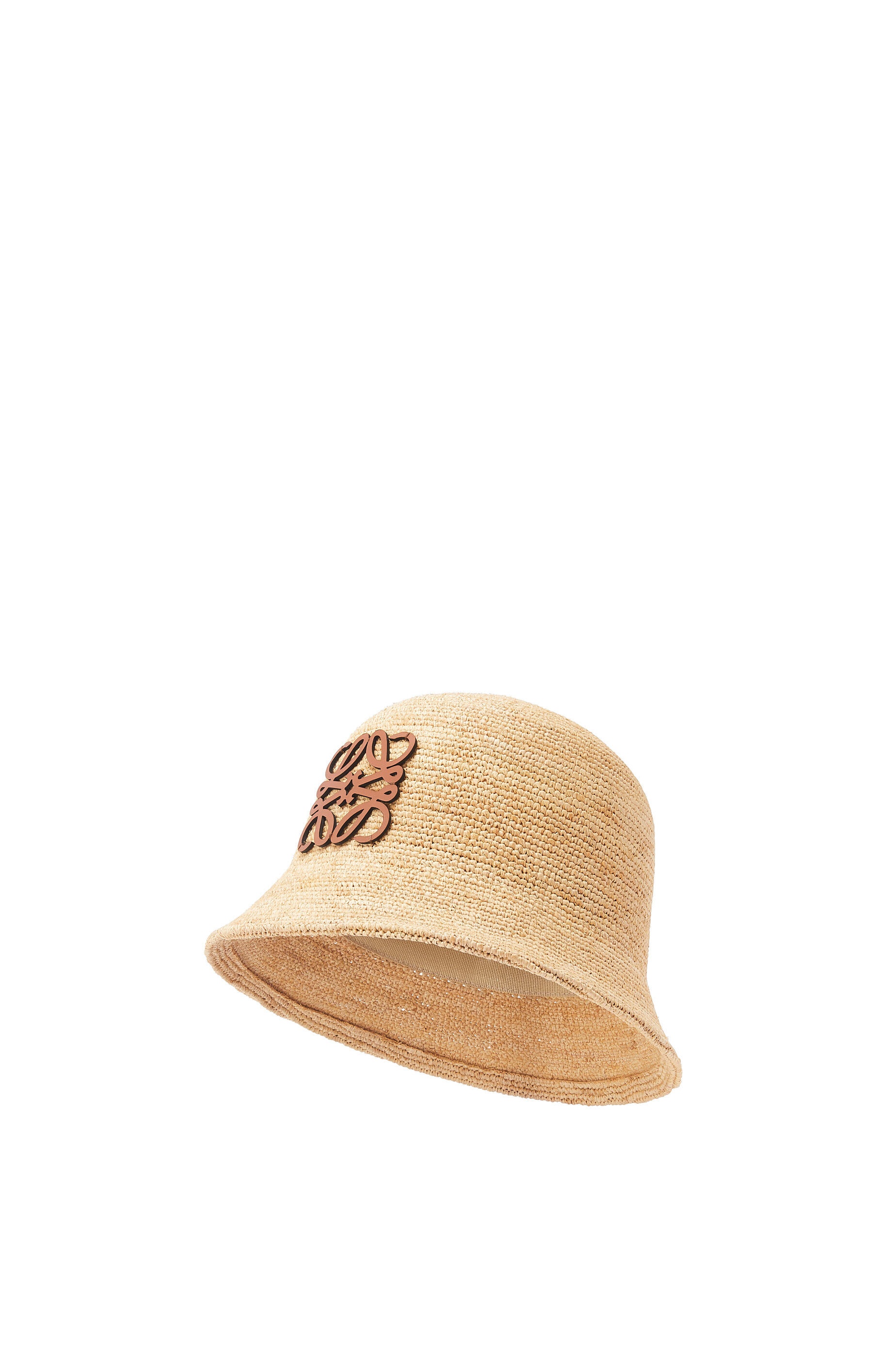Bucket hat in raffia and calfskin - 1