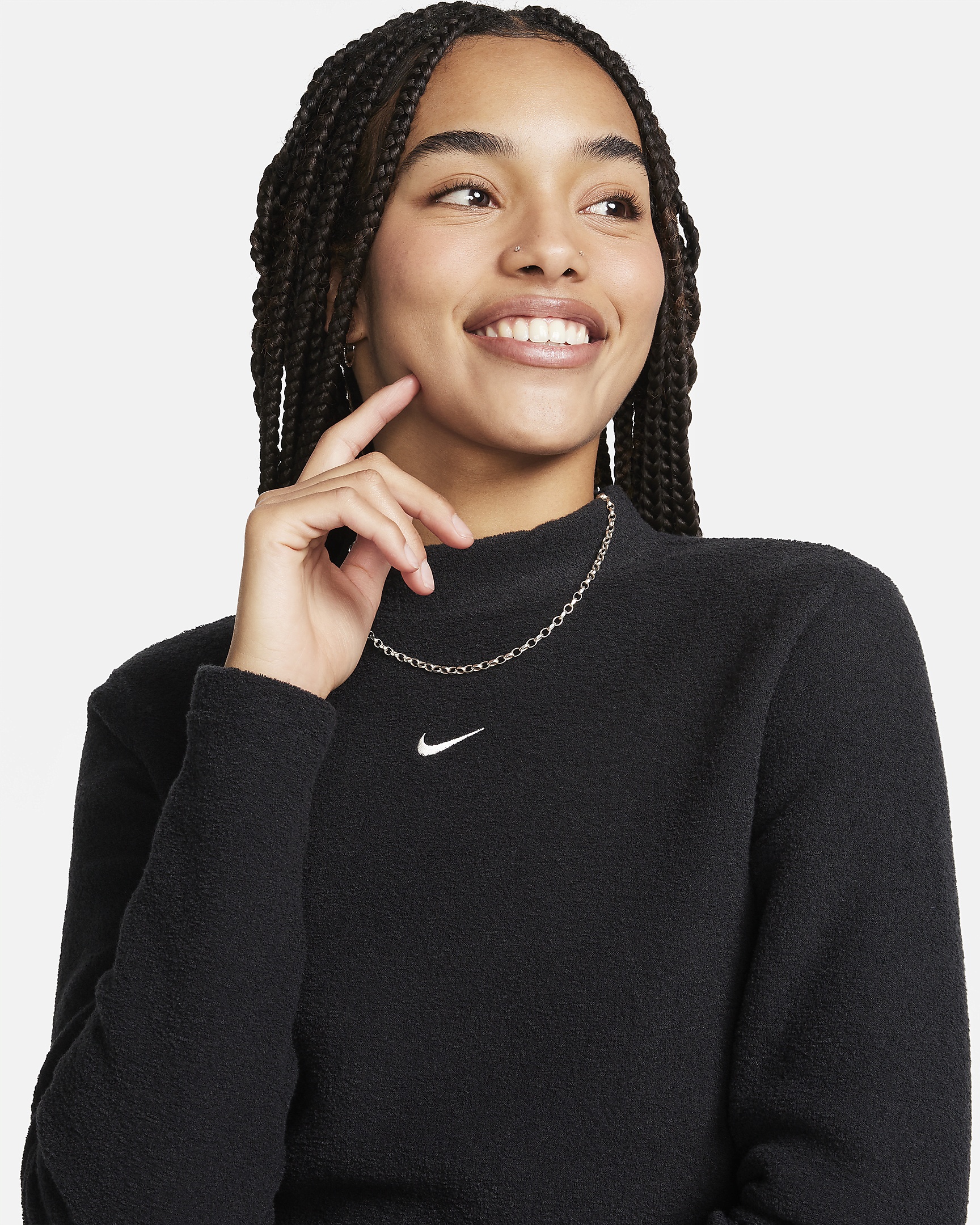 Nike Sportswear Phoenix Plush Women's Slim Mock-Neck Long-Sleeve Cropped Cozy Fleece Top - 3