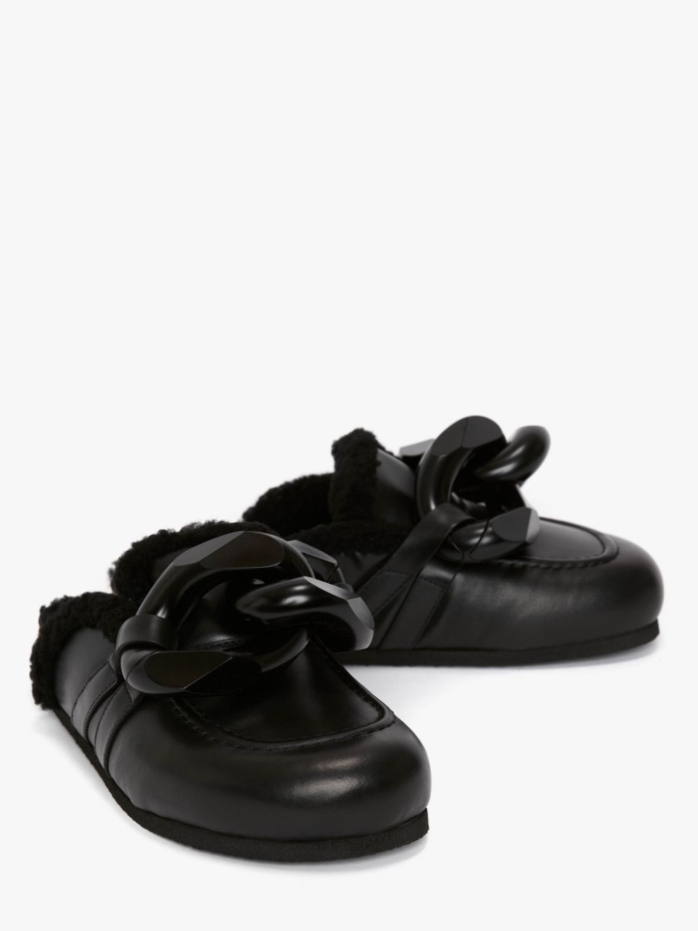 SHEARLING CHAIN LOAFER MULES - 2