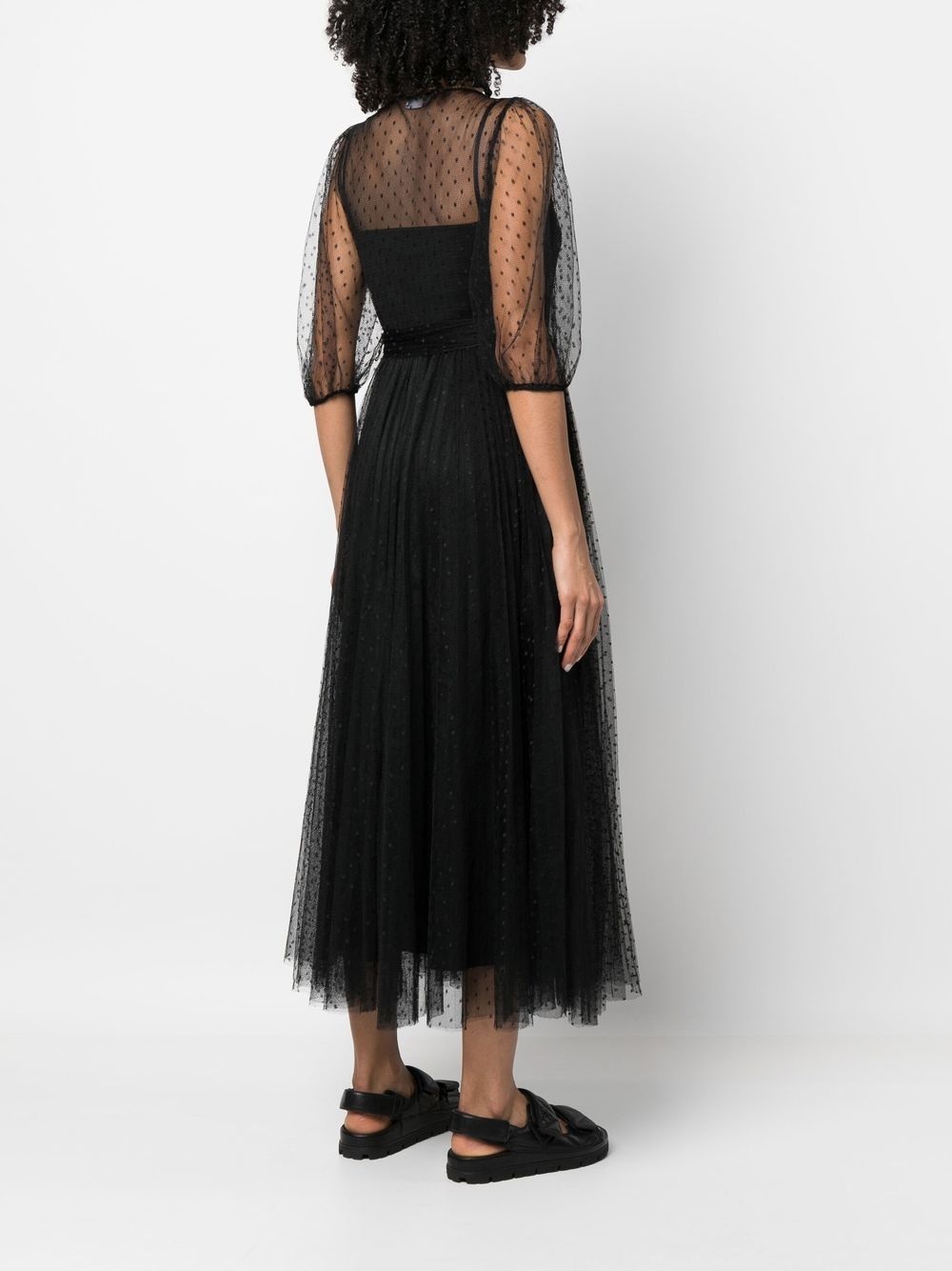 short-sleeved tulle midi dress - 4