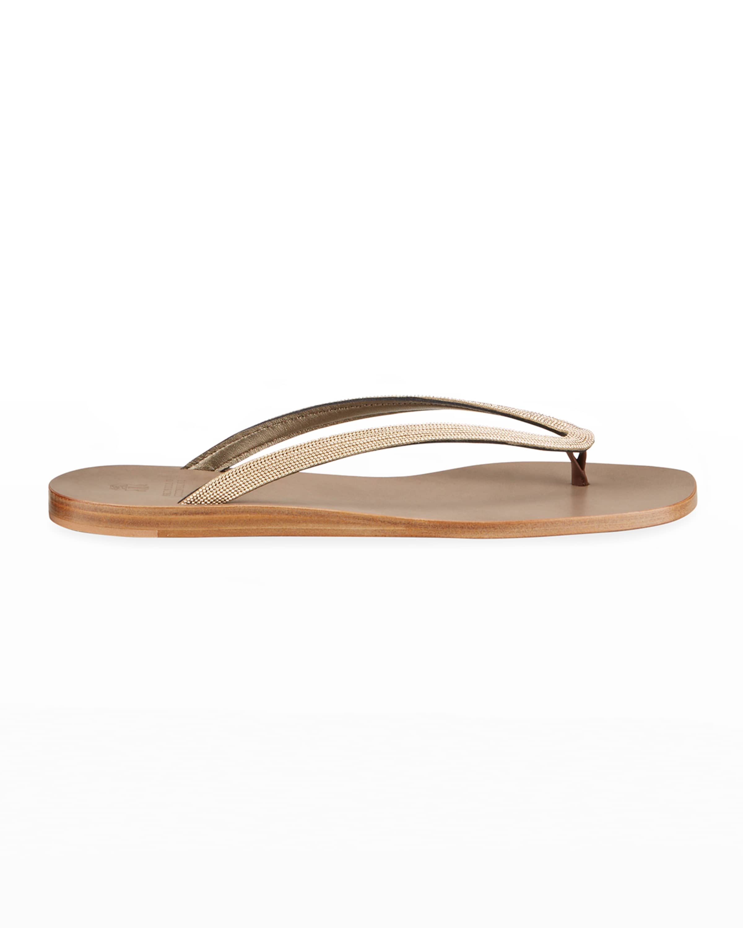 Leather Monili Flat Thong Sandals - 1