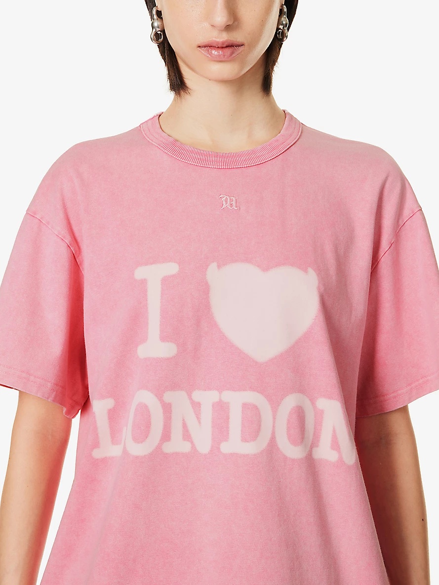 London logo-print cotton-jersey T-shirt - 5