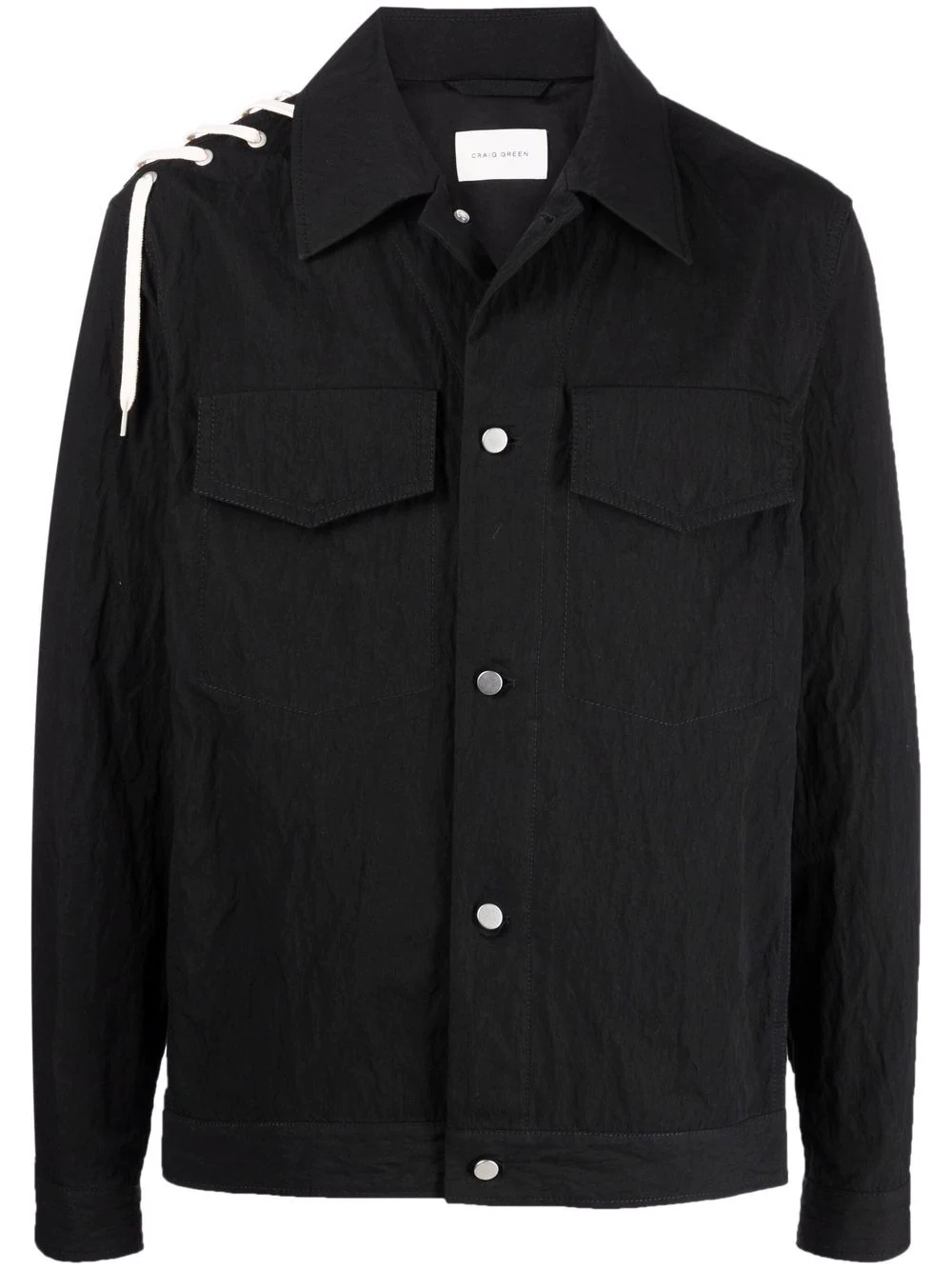 laced-panel shirt jacket - 1