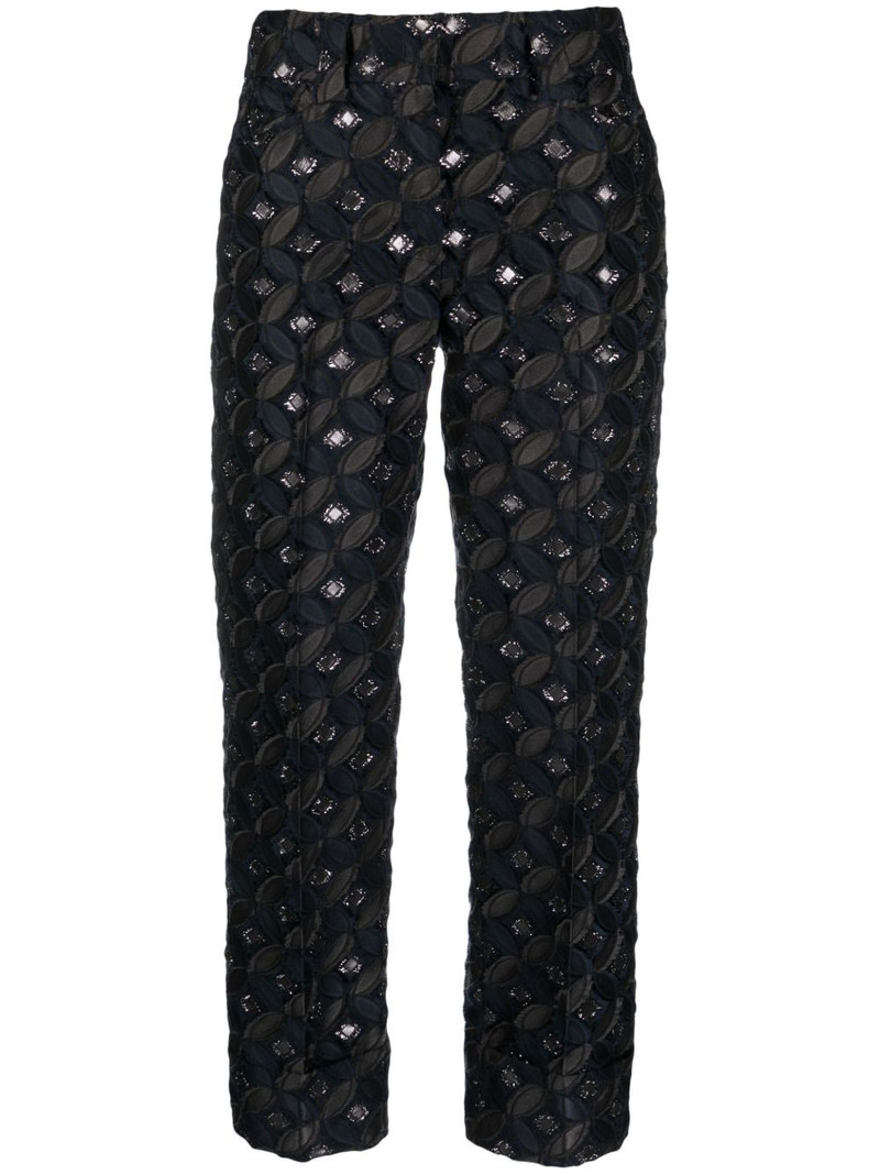 patterned-jacquard cropped trousers 1