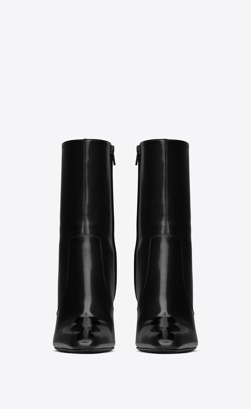 SAINT LAURENT auteuil booties in glazed leather outlook