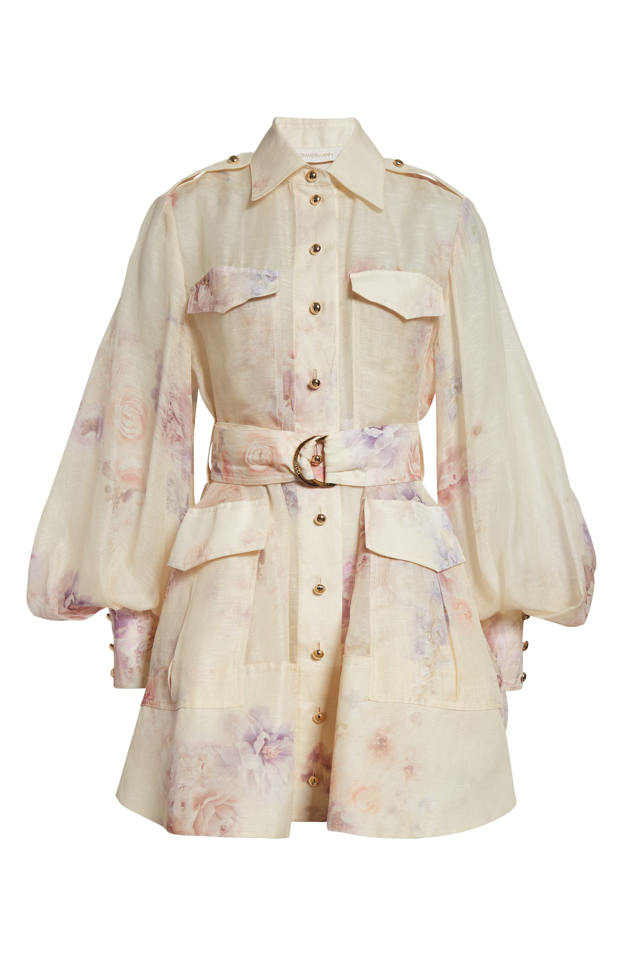 Zimmermann Hypnotic Floral Print Long Sleeve Organza Shirtdress in Cream Floral at Nordstrom - 5