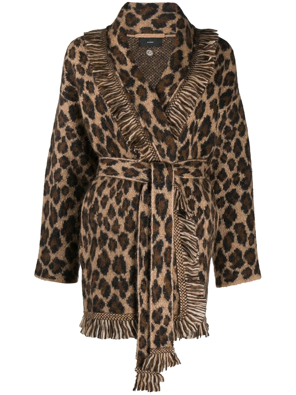 brushed wool leopard cardigan - 1