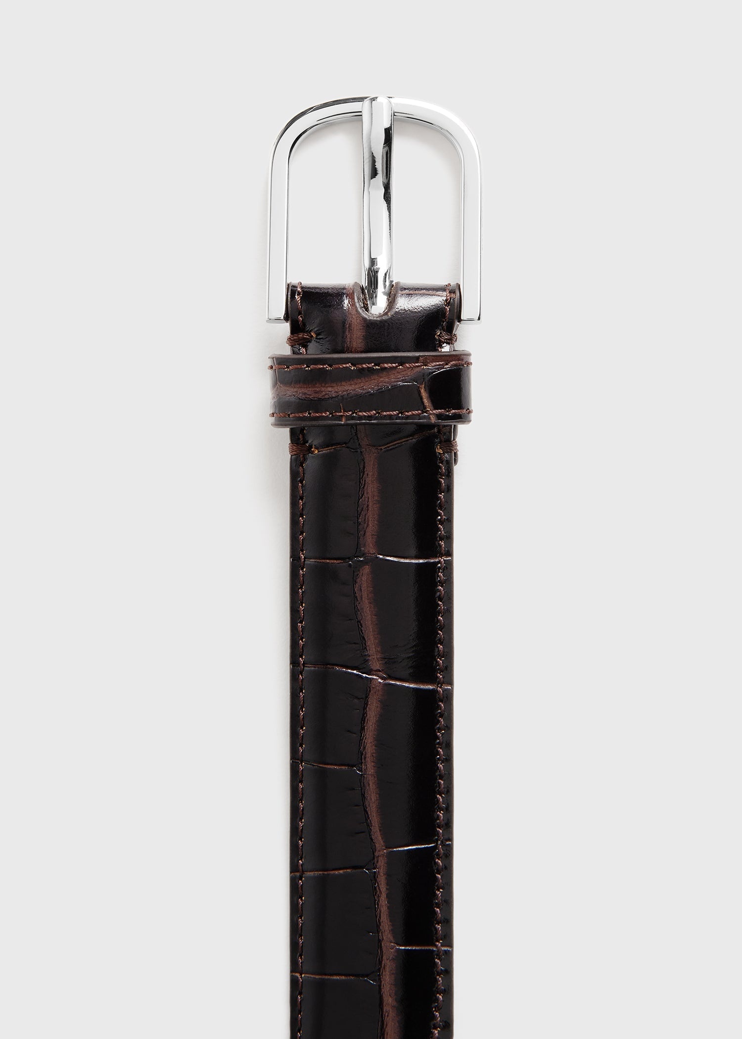 Slim croco-embossed belt chocolate - 6