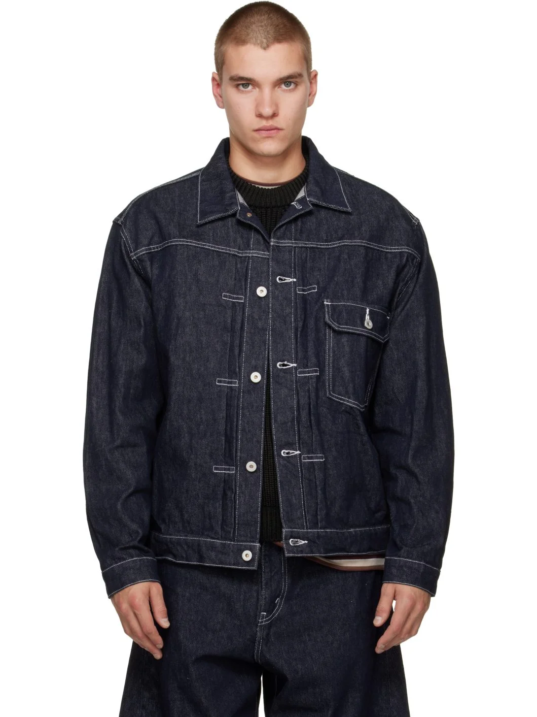 Navy Reactive Denim Jacket - 1
