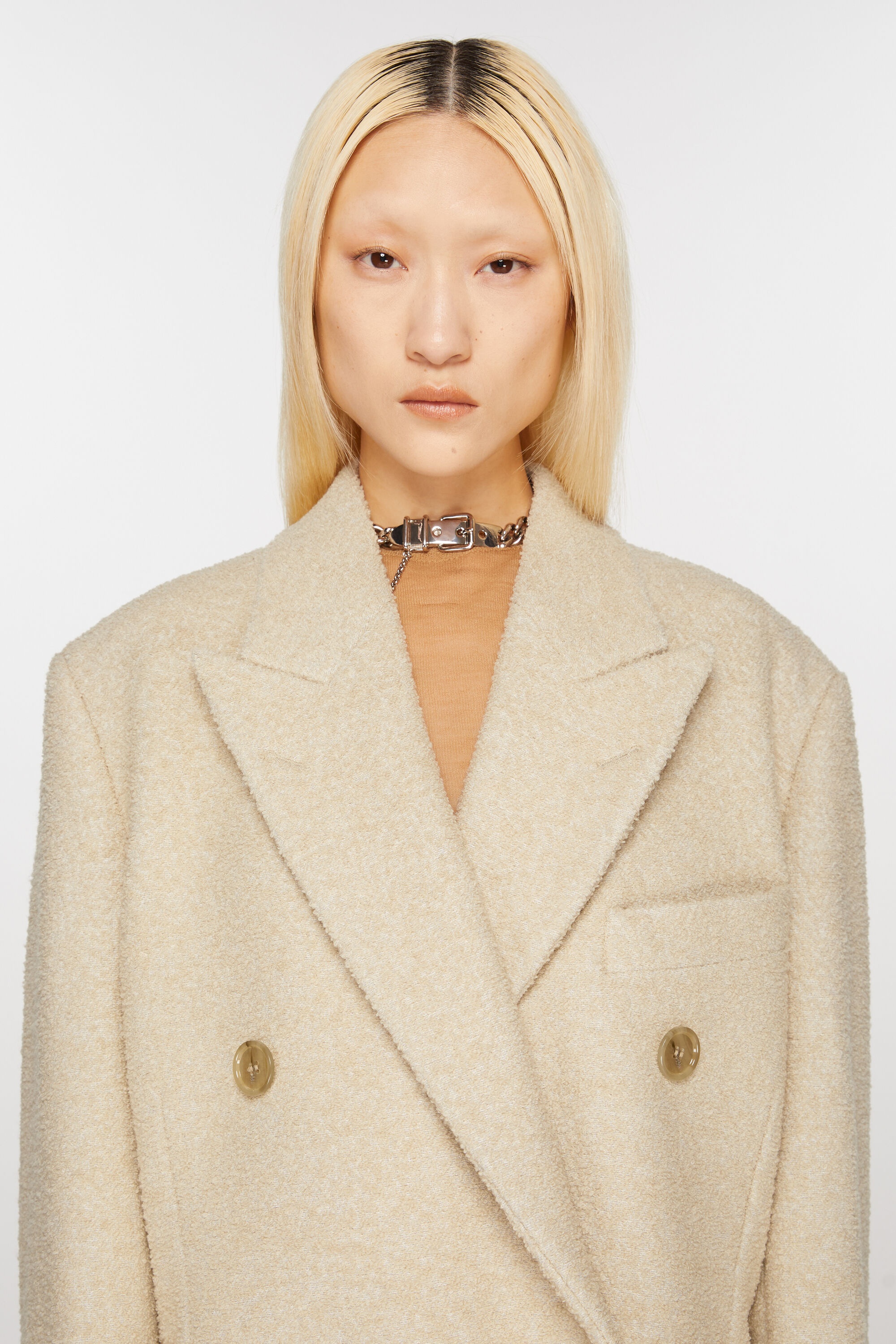 Double-breasted wool coat - Warm white - 5