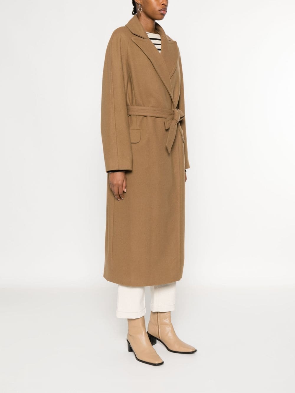 wool-blend belted coat - 3