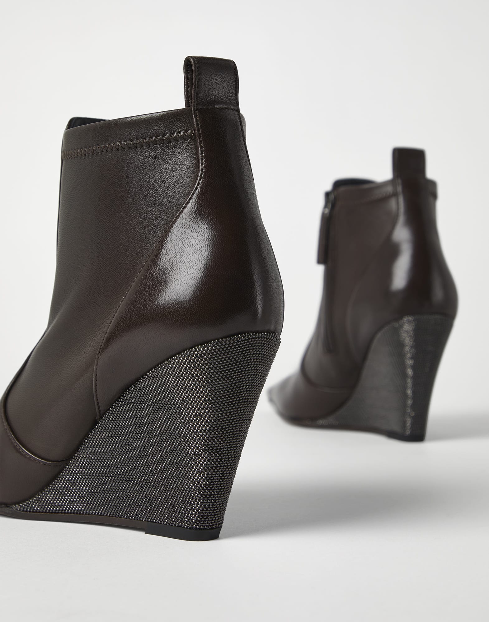 Soft nappa leather wedge boots with precious heel - 3