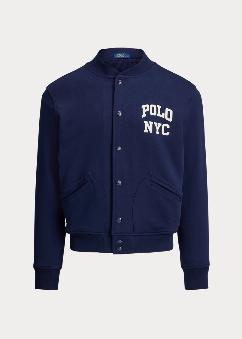 Logo Fleece Baseball Jacket 1