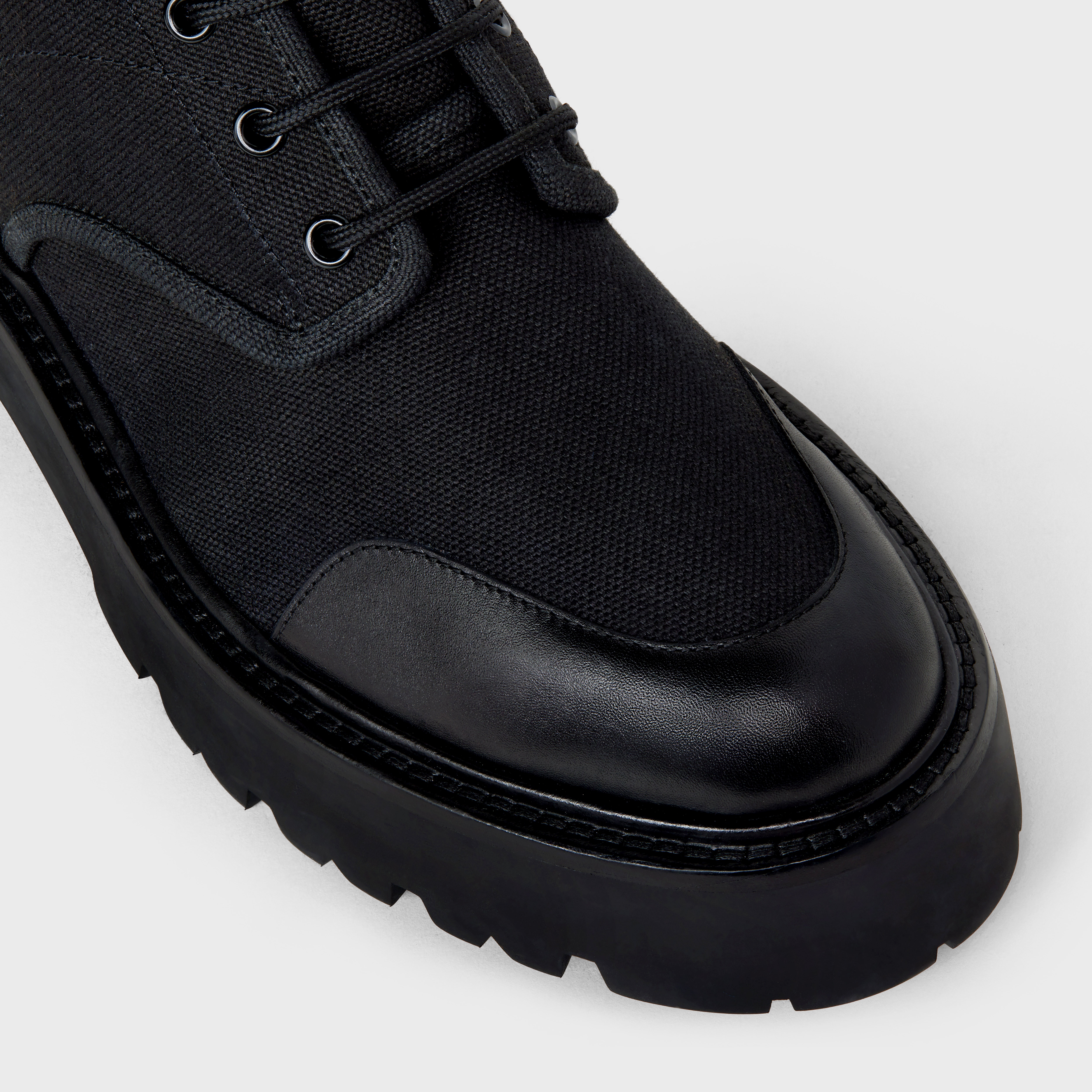 CELINE BULKY LACE-UP BOOTS in CANVAS & SHINY BULL - 4