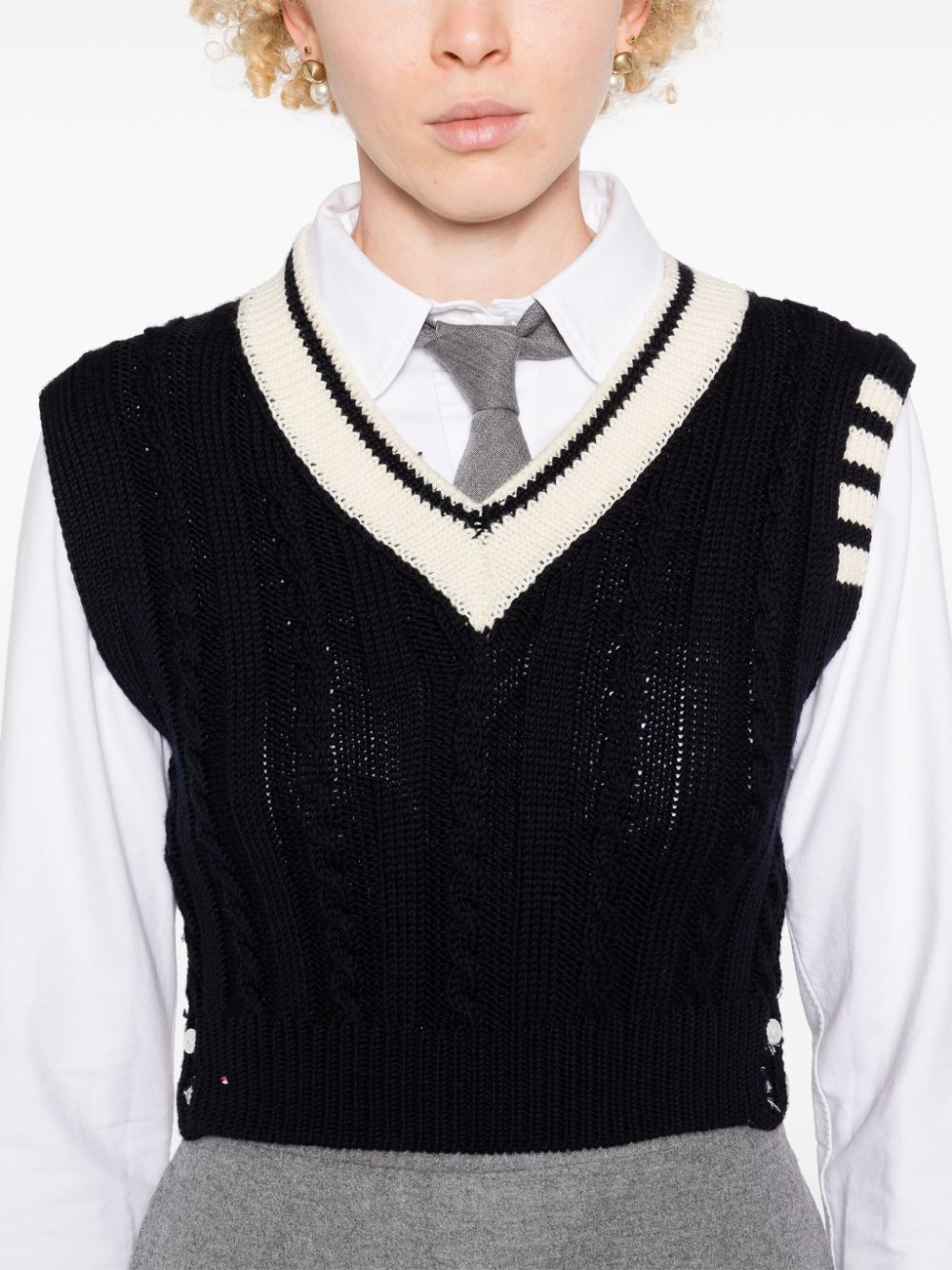 4-Bar cable-knit vest - 5