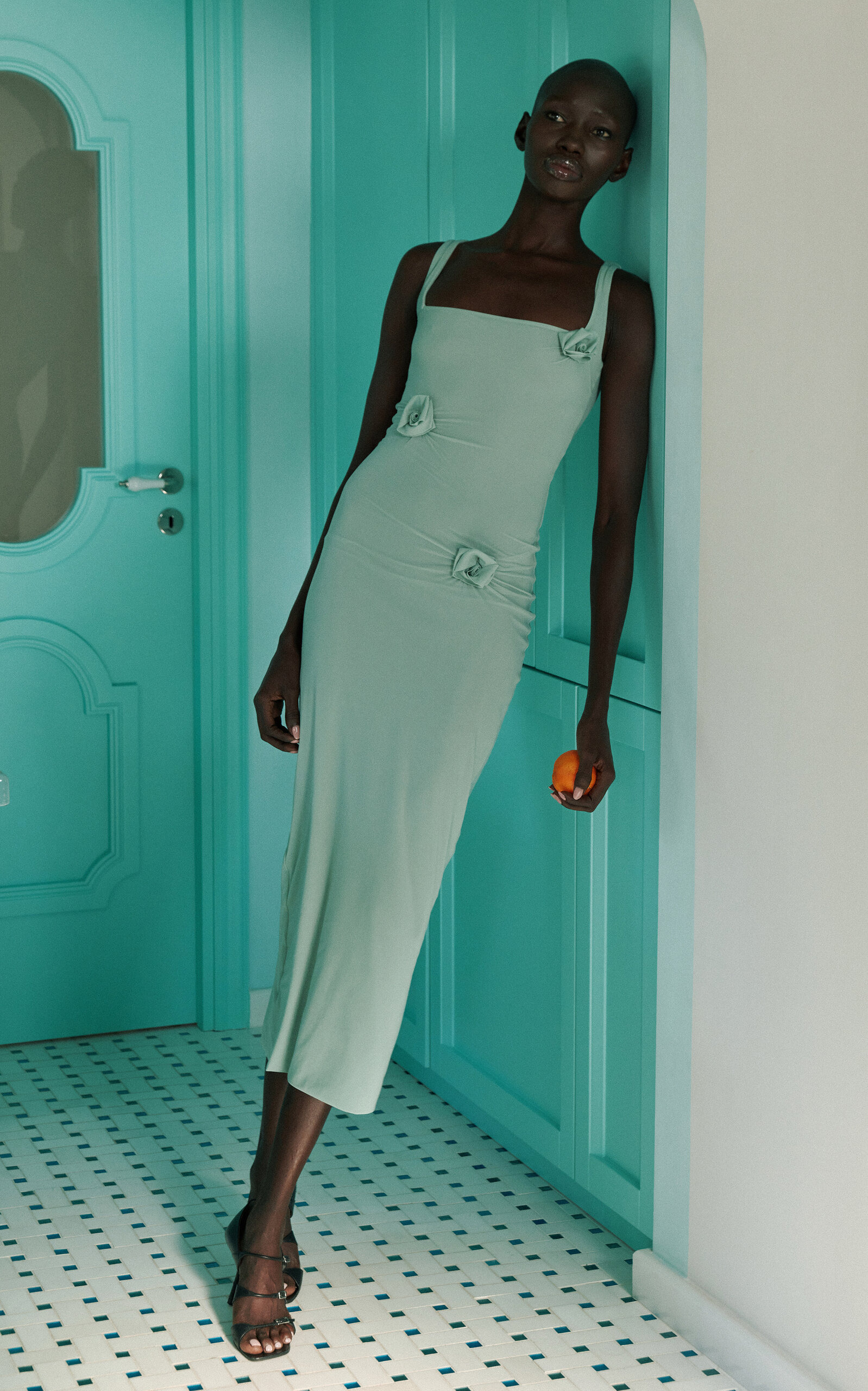 Ivy Rosette Jersey Midi Dress green - 5