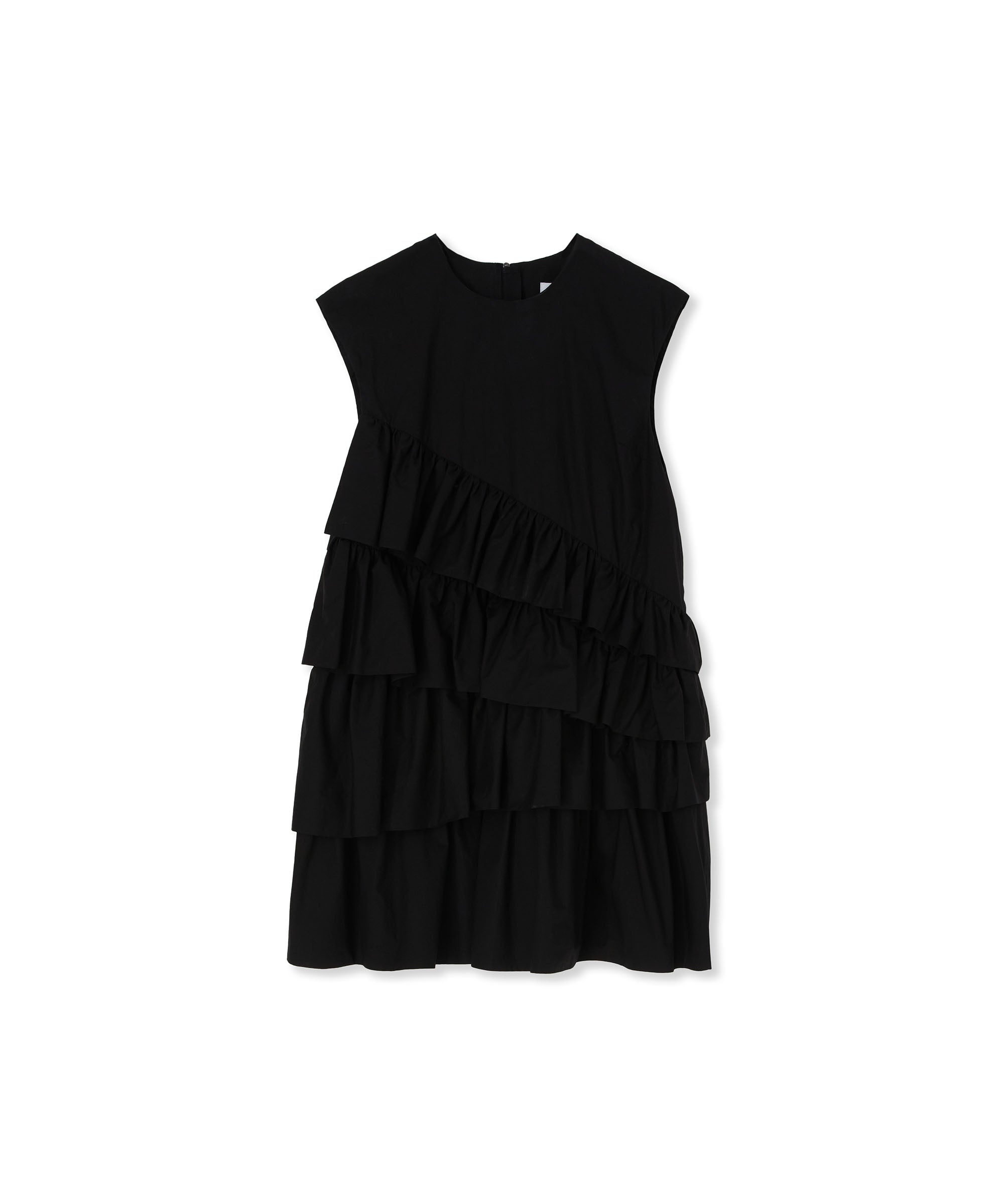 Sleeveless poplin dress with ruffles - 1