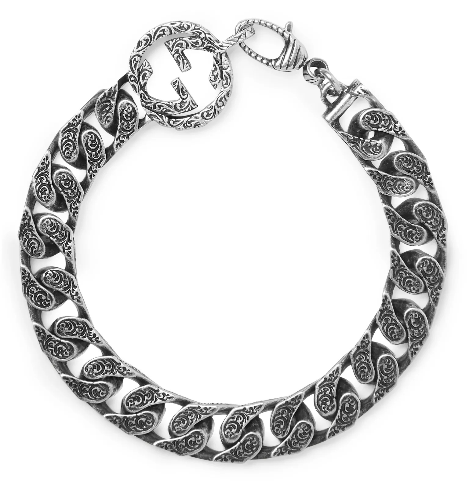 Logo-Detailed Burnished Sterling Silver Bracelet - 1