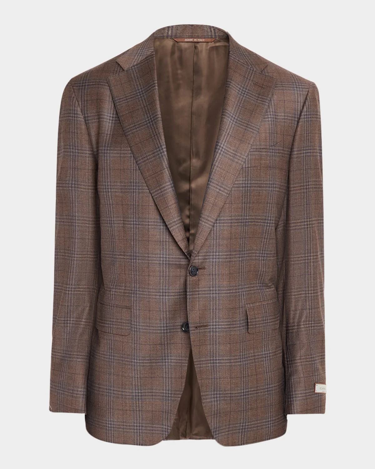 Plaid Wool Single-Breasted Blazer - 1