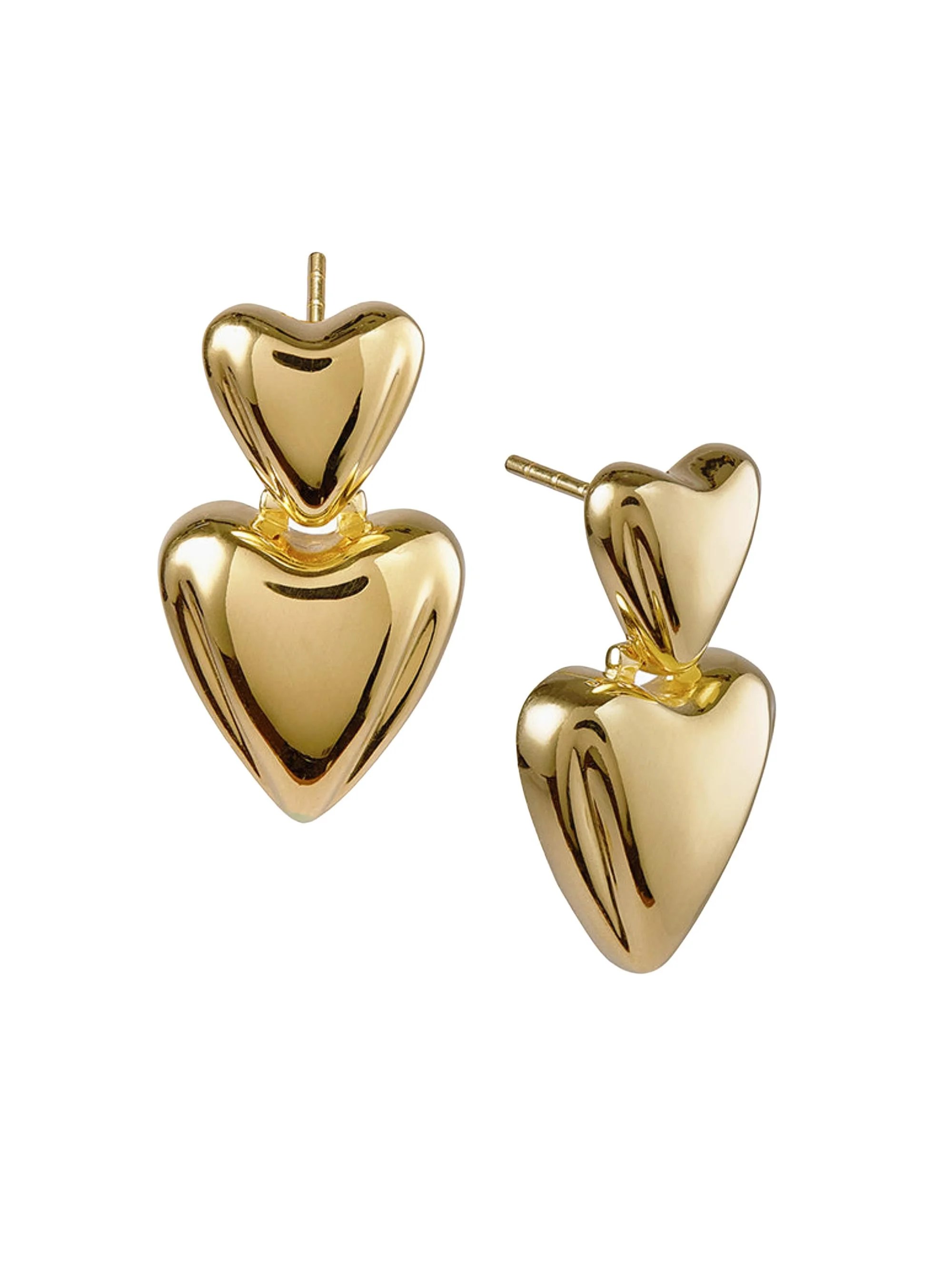 Women's 14K-Yellow-Gold Vermeil Heart Drop Earrings - Gold Vermeil - 1