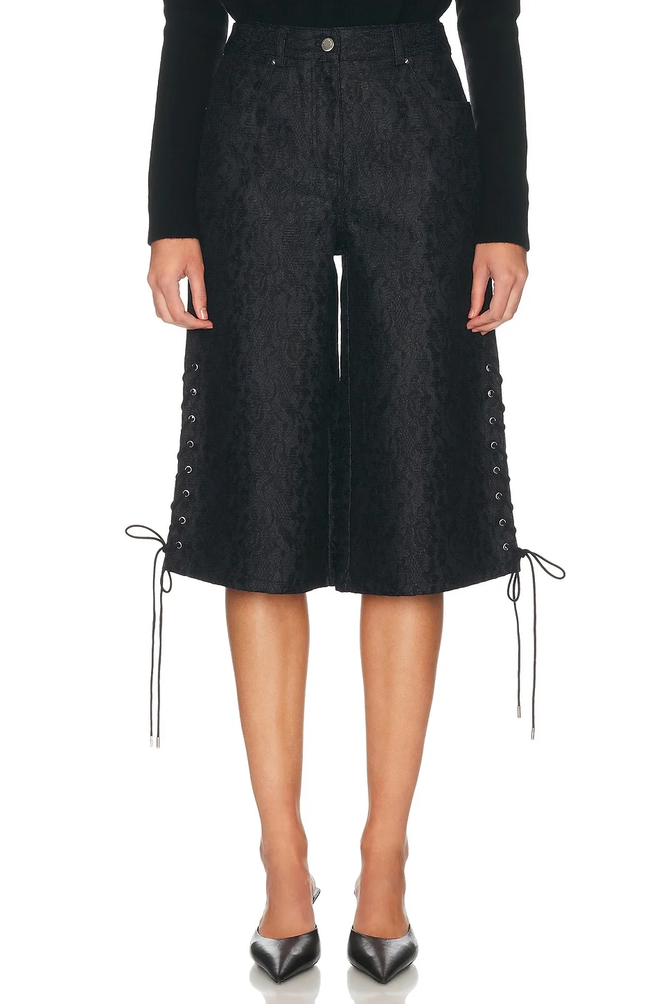 Lace Denim Culotte - 1