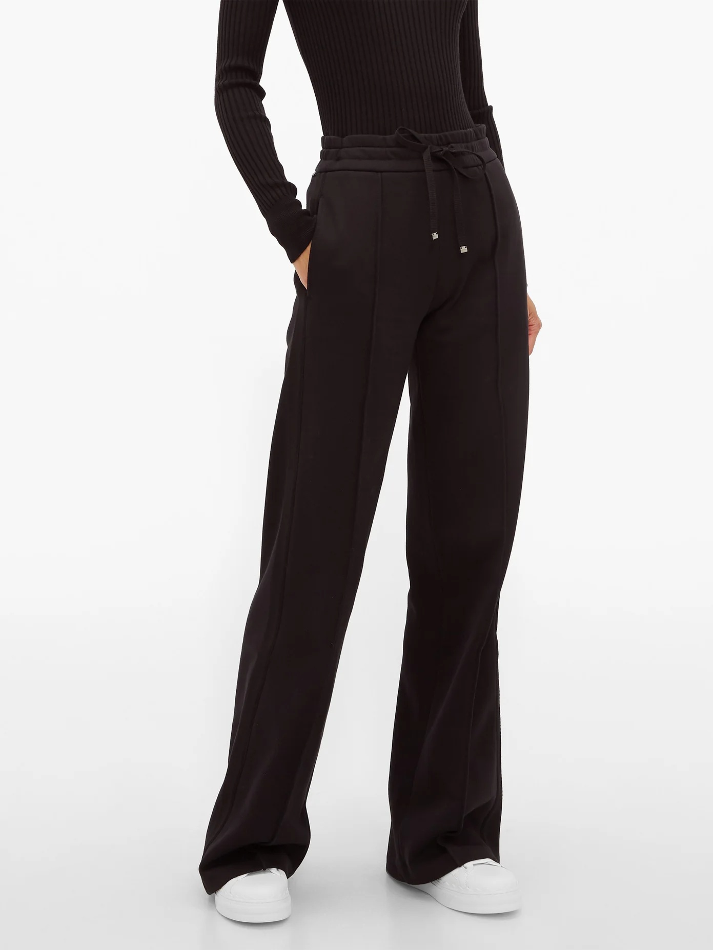 Pintuck-pleat cotton-jersey wide-leg trousers - 6