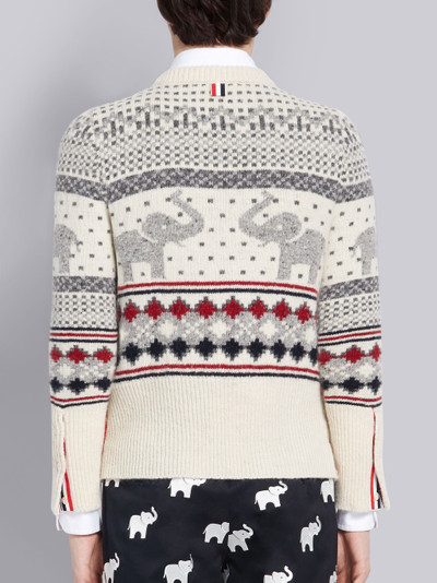 Thom Browne White Mohair Wool Elephant Icon Fair Isle Crewneck Pullover outlook