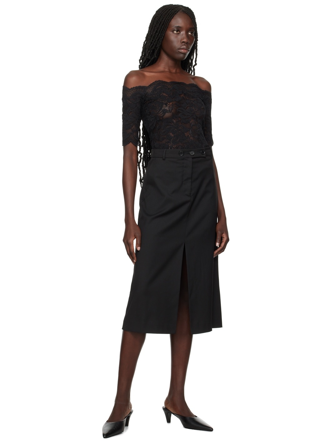 Black Pluto Midi Skirt - 4