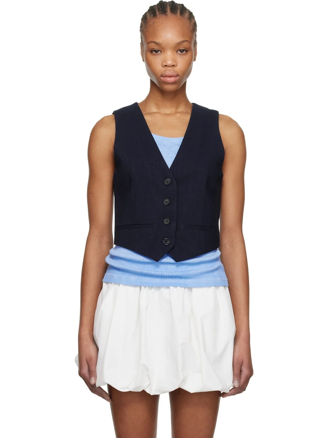 Navy Button Vest - 1
