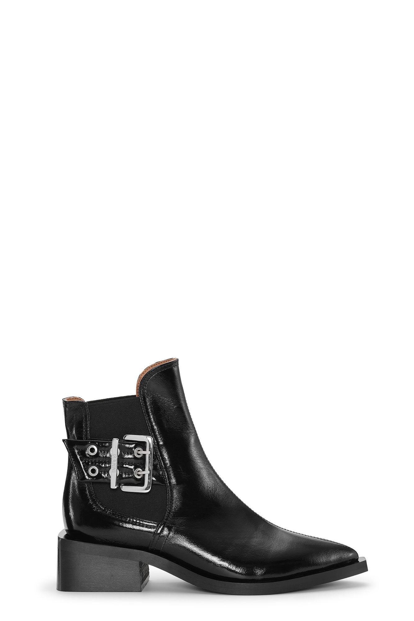 BLACK CHUNKY BUCKLE CHELSEA BOOTS - 1