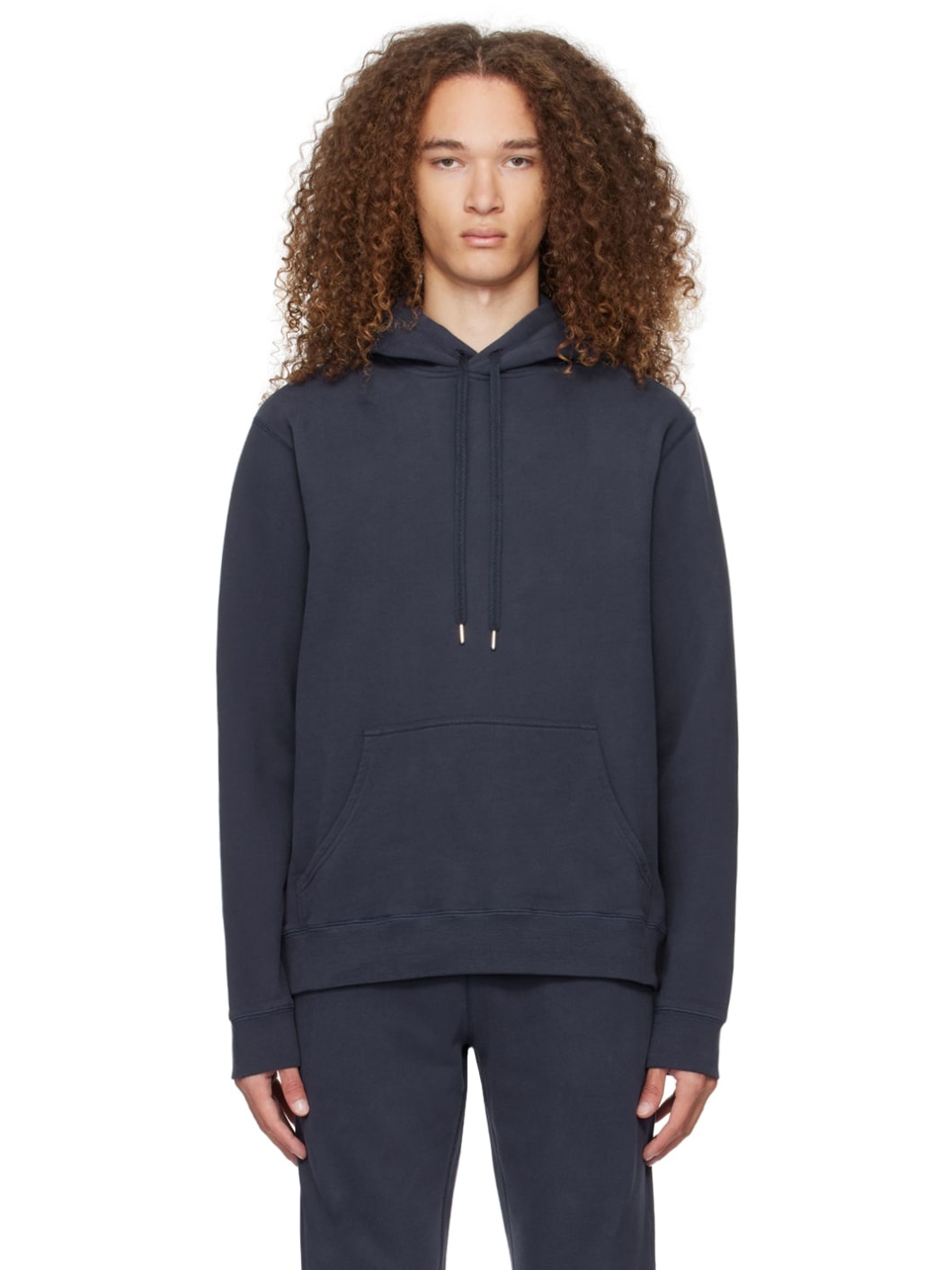 Navy Drawstring Hoodie - 1