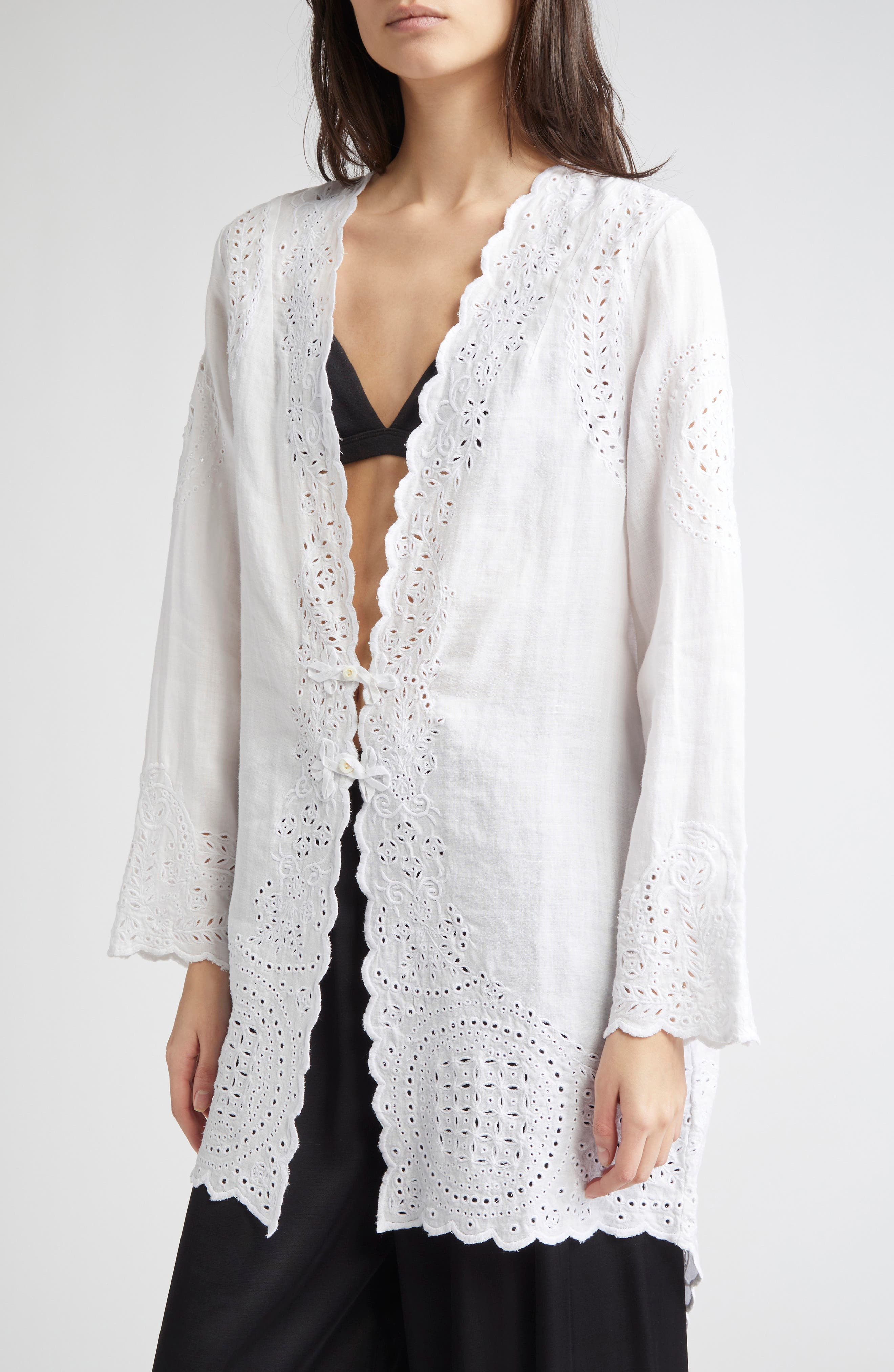 Bode Belvoir Broderie Anglaise in White at Nordstrom - 5